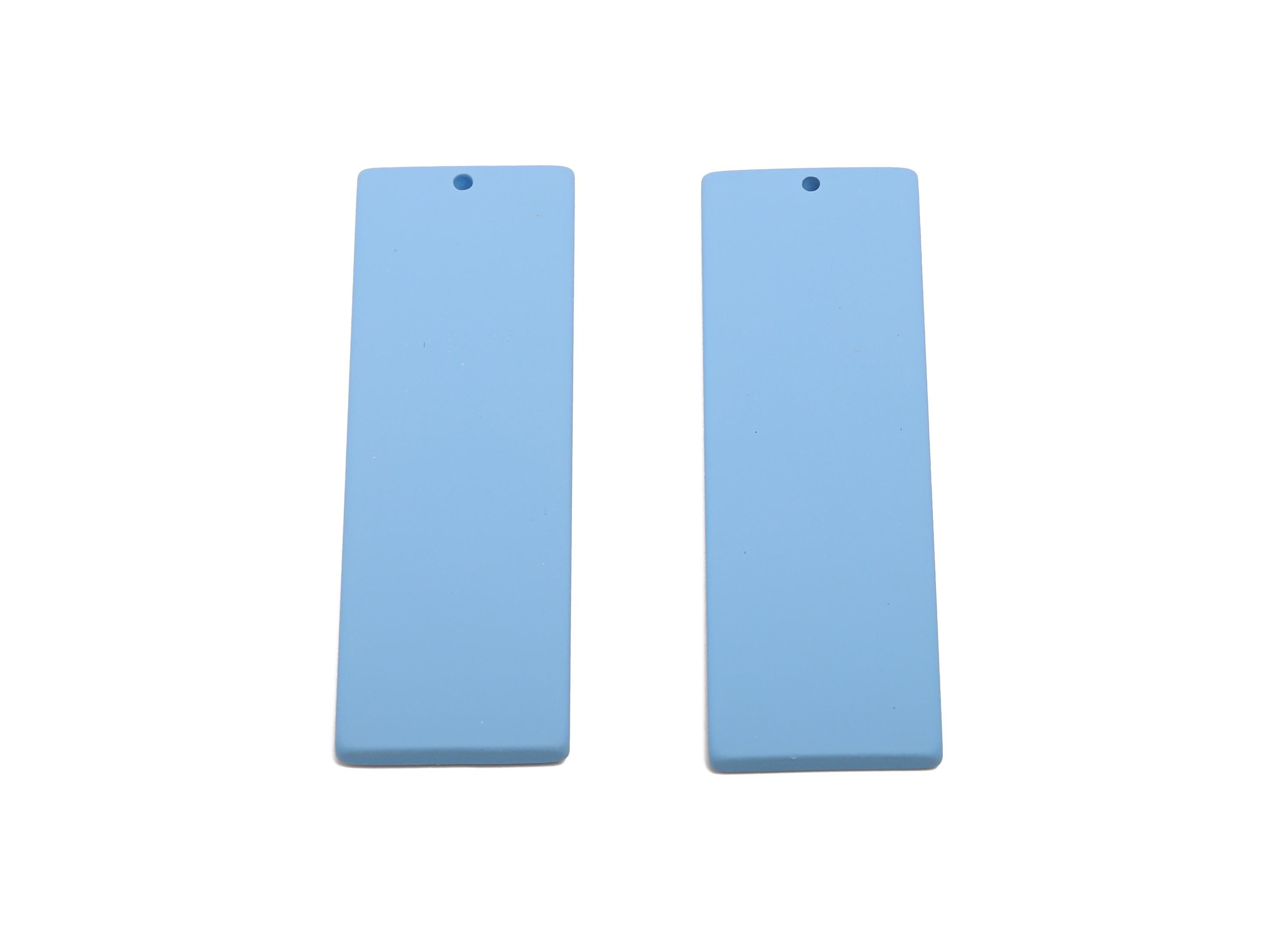 Acrylic Rectangle Earring Charm - Matte Blue Geometric Bar Pendant - Jewelry Supplies - Color Code: A1059 - 61x19.7x2.7mm - AC3665-A1059 - DOMEDBAZAAR