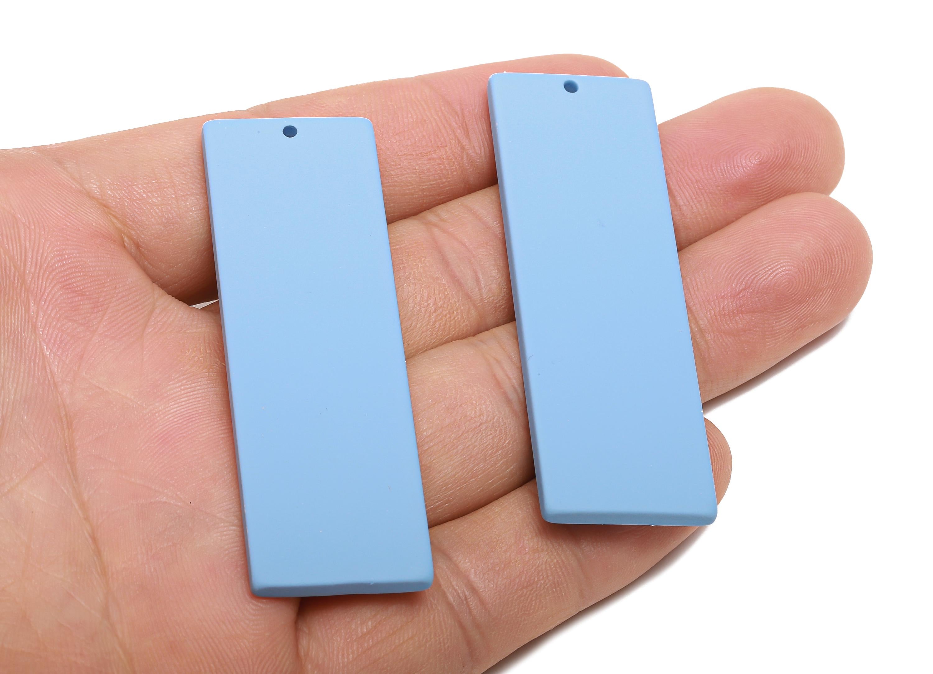 Acrylic Rectangle Earring Charm - Matte Blue Geometric Bar Pendant - Jewelry Supplies - Color Code: A1059 - 61x19.7x2.7mm - AC3665-A1059 - DOMEDBAZAAR