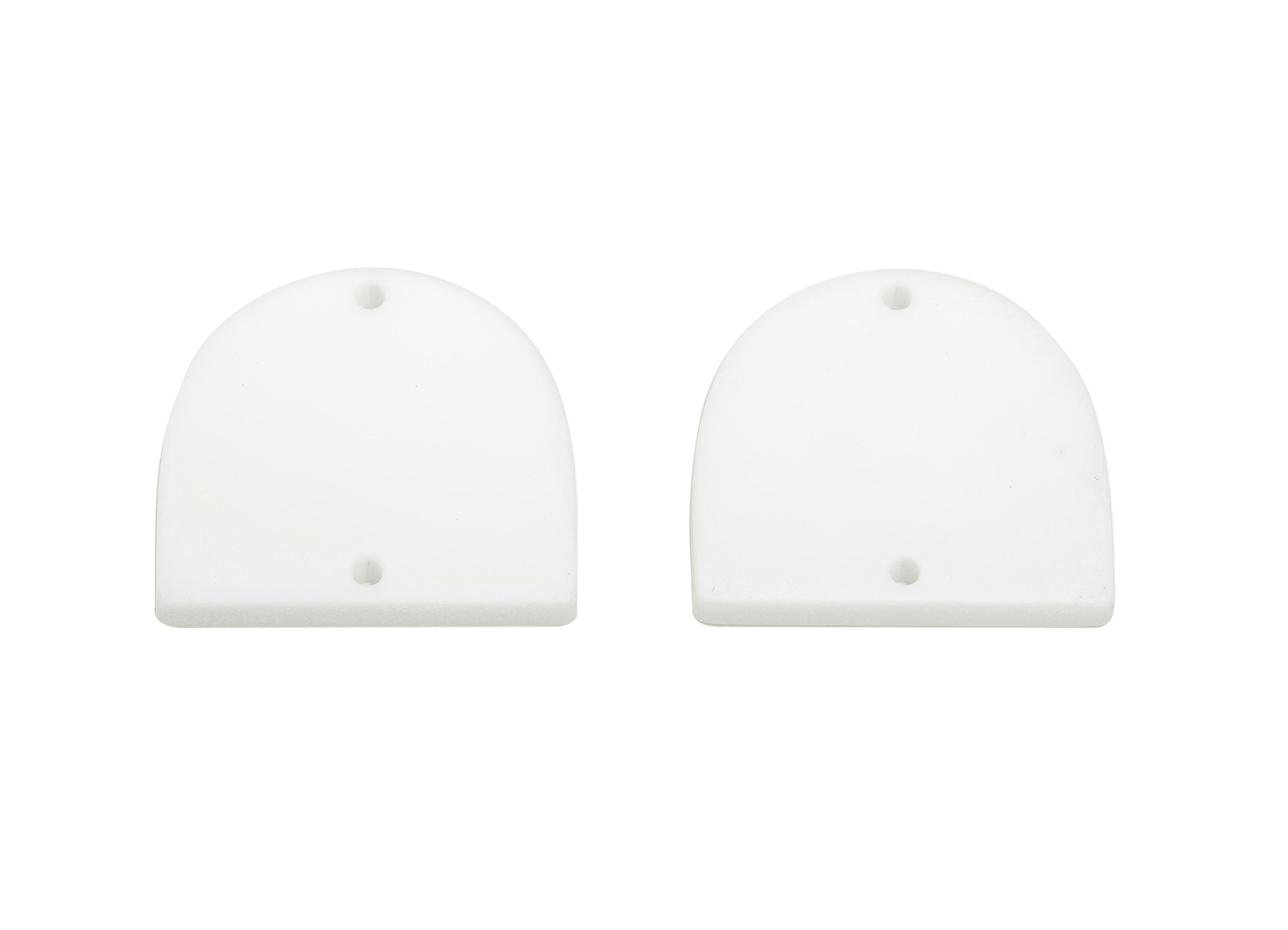 Acrylic Domed Earring Connector - Matte White D Shape Charm - 2 Holes Geometric Jewelry - Color Code: A1053 - 25x23x3mm - AC3666-A1053 - DOMEDBAZAAR