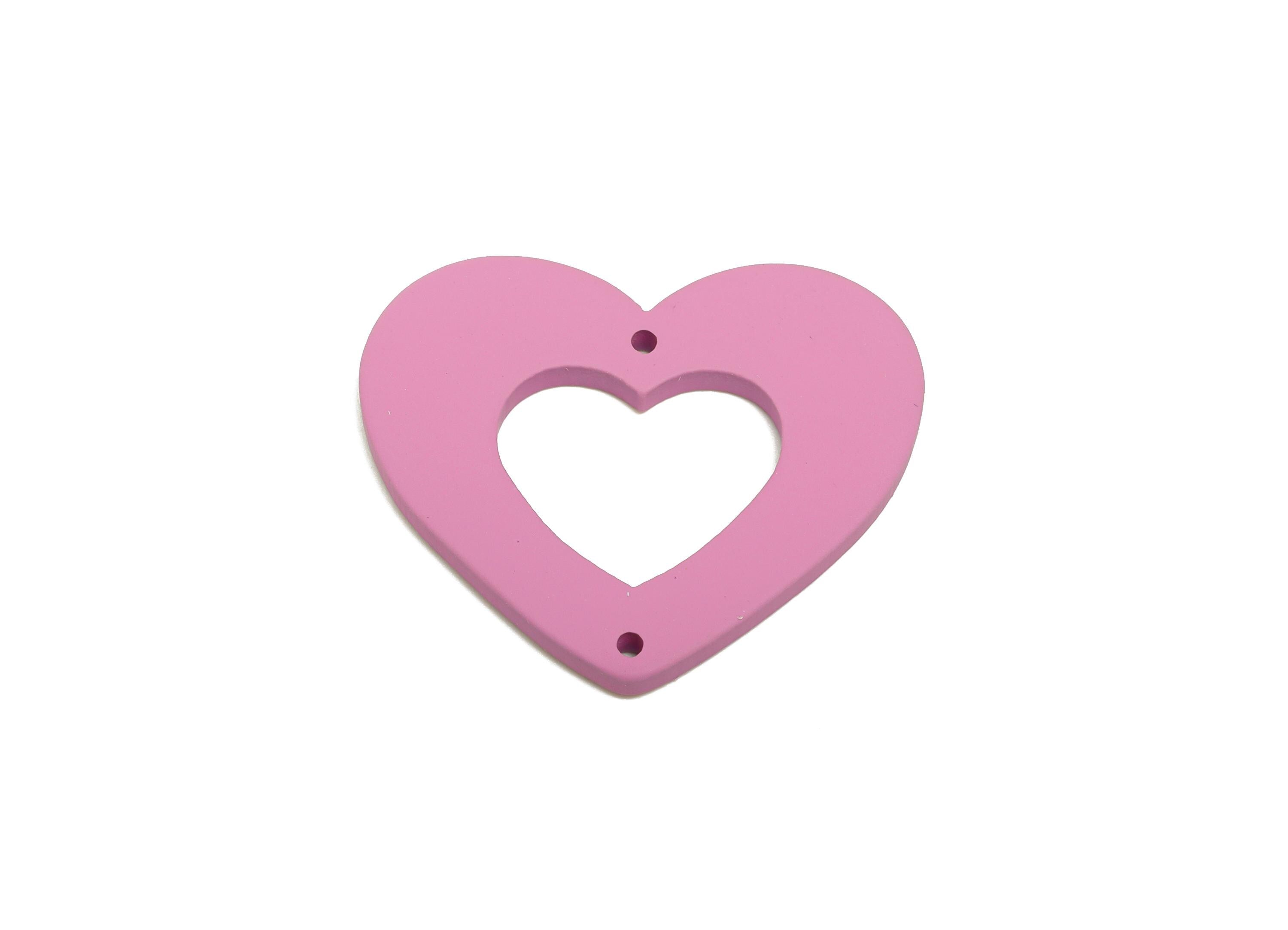 Acrylic Purple Heart Connector - Matte Heart Charm - DIY Lightweight Flat Cut-out Craft Piece - Color Code:A1060 - 34x29x3mm-AC3668-A1060 - DOMEDBAZAAR