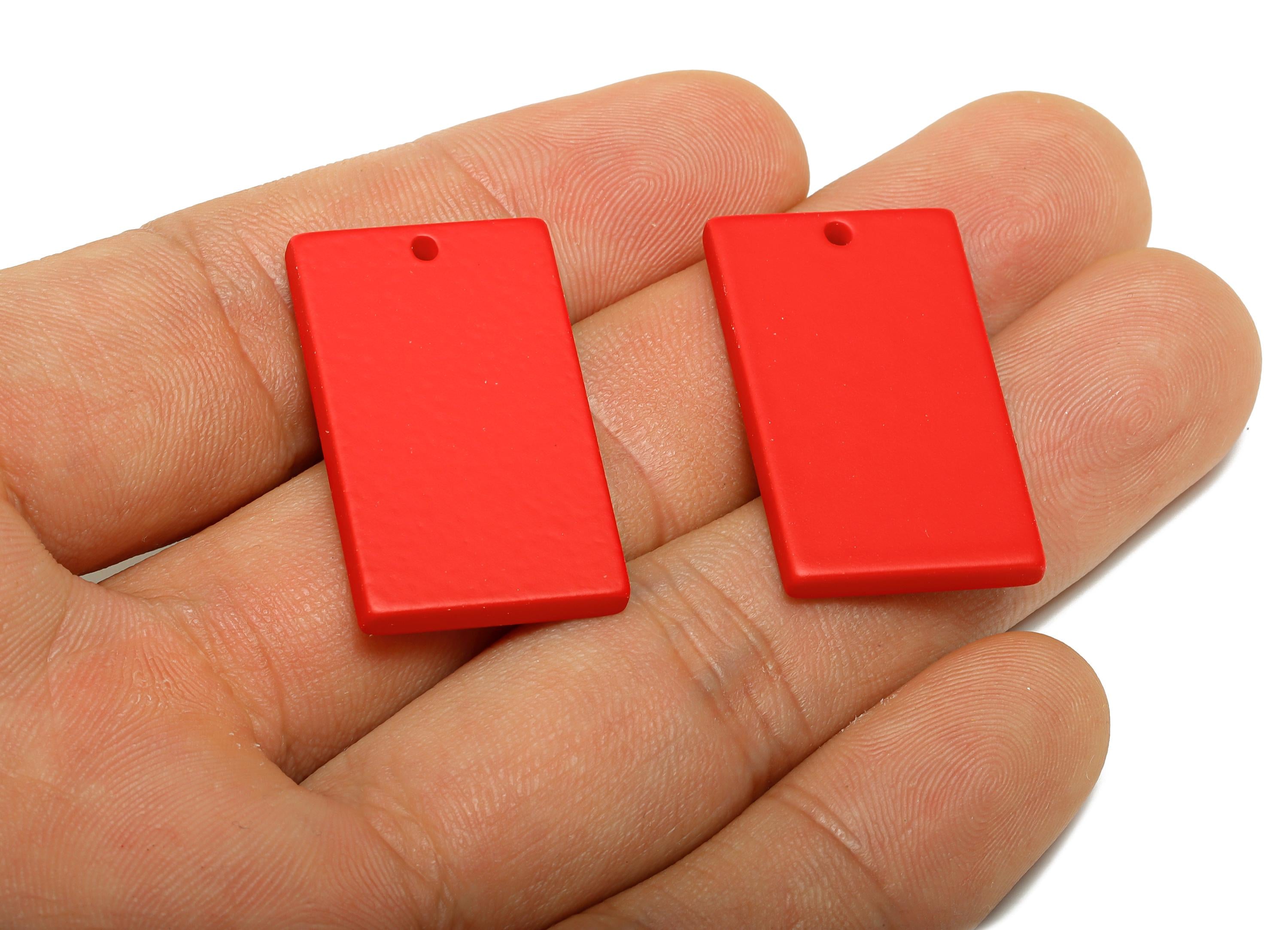 Acrylic Rectangle Earring Charm - Matte Red Rectangle Geometric Pendant - Jewelry Making - Color Code: A1054 - 29.7x15.8x3mm - AC3677-A1054 - DOMEDBAZAAR
