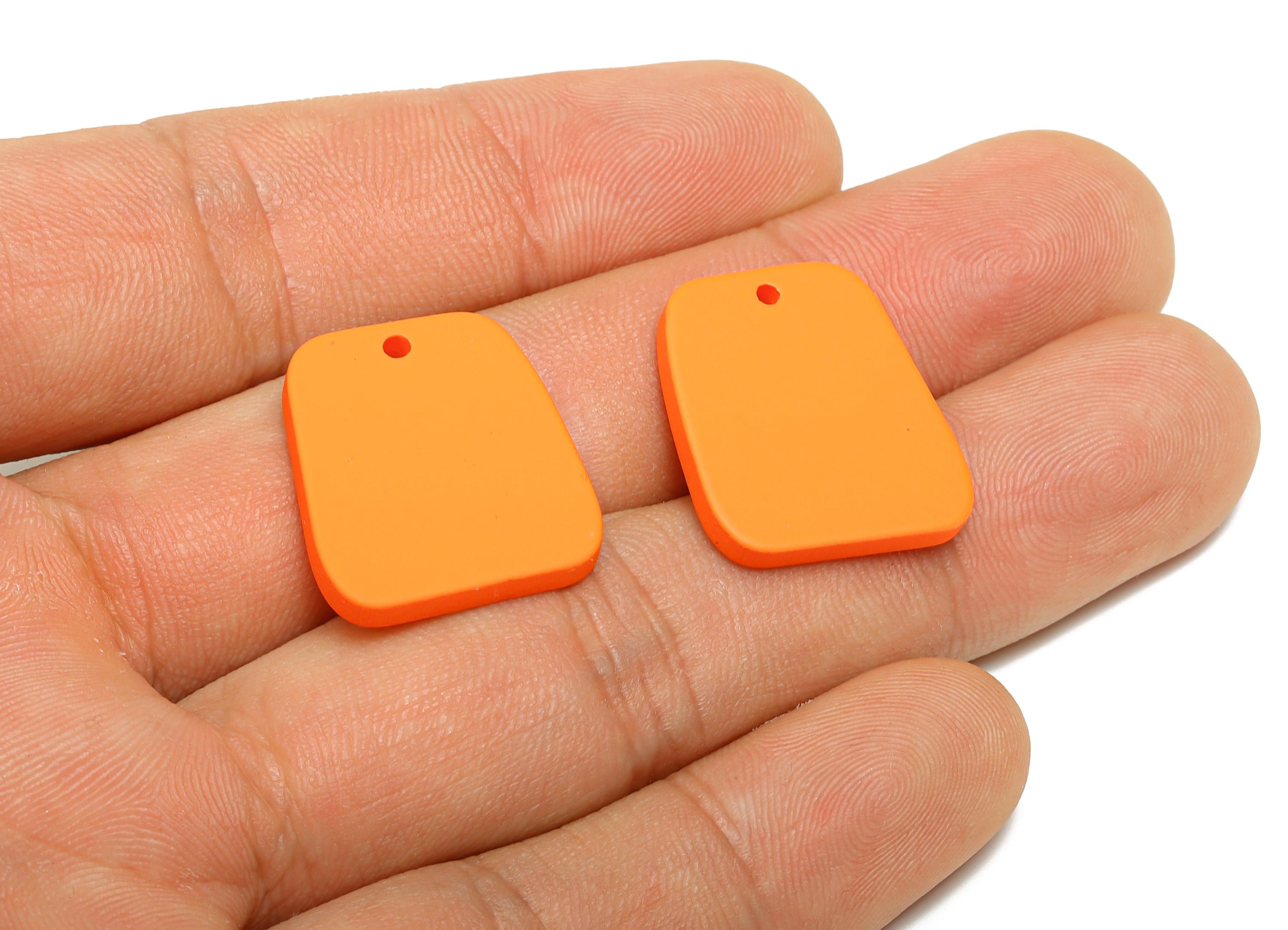 Acrylic Orange Trapezoid Charm - Matte Modern Geometry Charm - DIY Lightweight Flat Craft Piece - Color Code:A1056 - 20x18x2mm-AC3669-A1056 - DOMEDBAZAAR