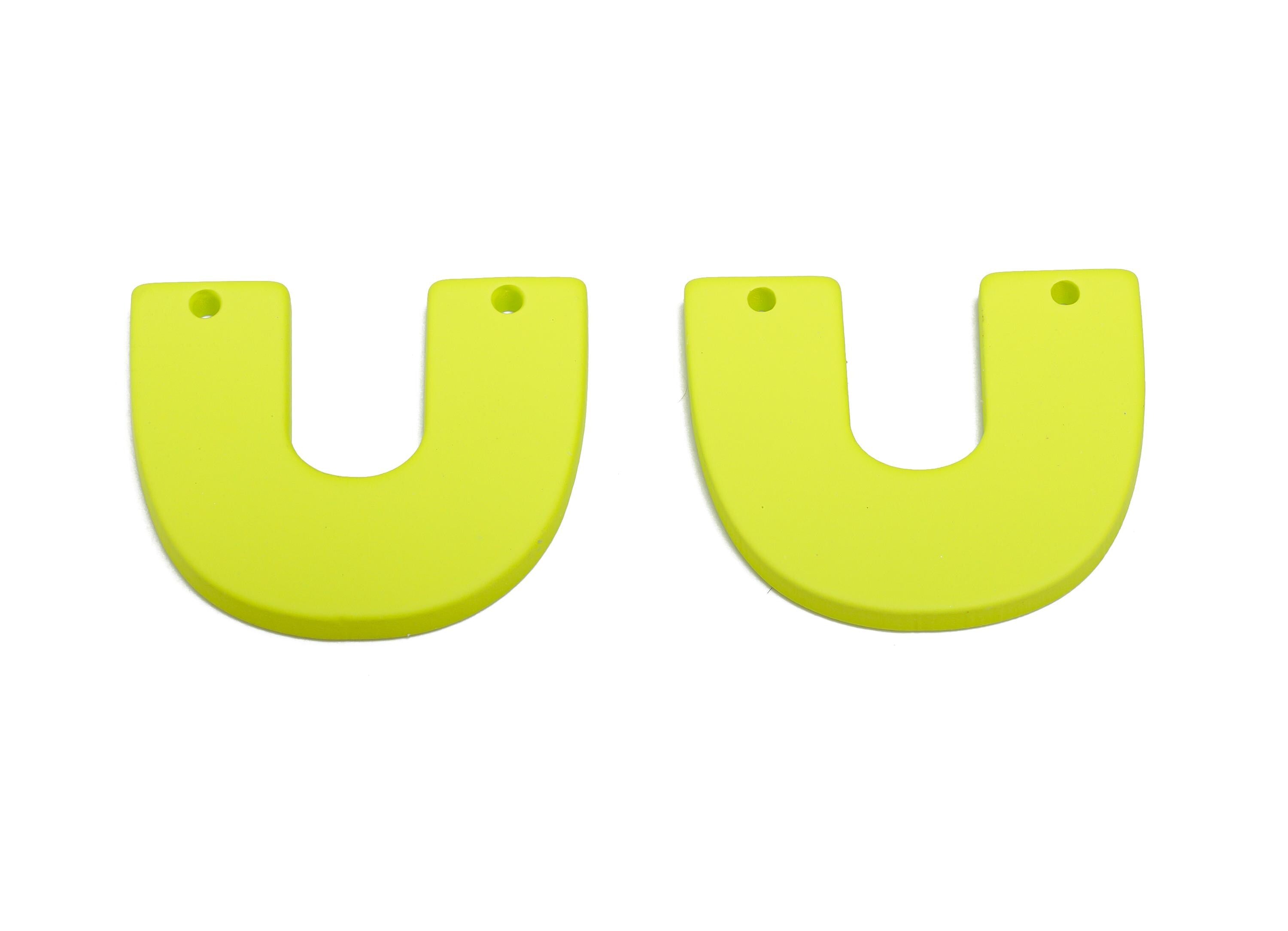 Acrylic U Shape Earring Connector - Matte Green Horseshoe Charms - 2 Holes Geometric Jewelry - Color Code: A1058 - 30x26x3mm - AC3676-A1058 - DOMEDBAZAAR