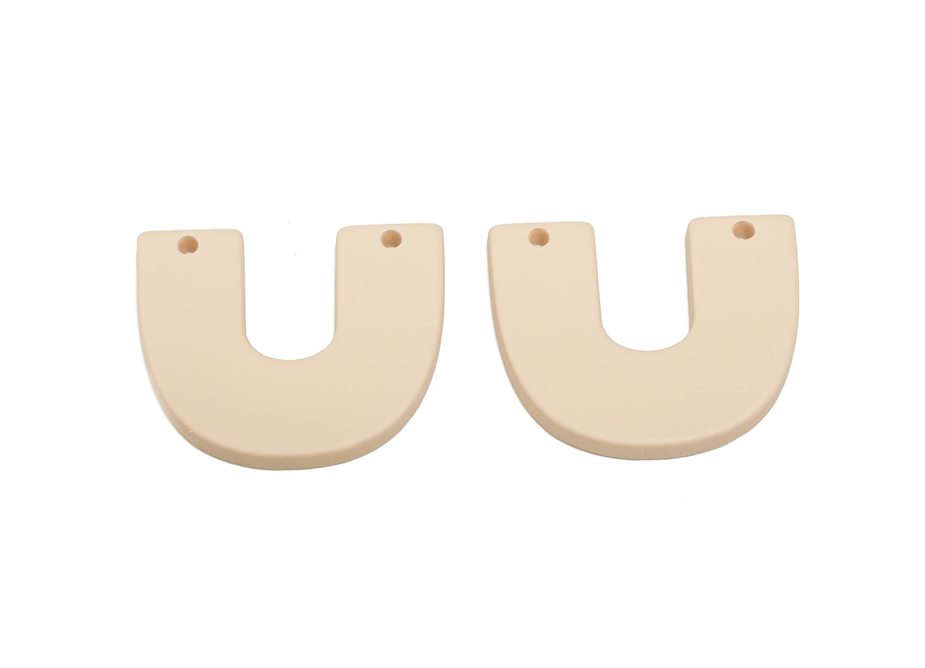 Acrylic U Shape Earring Connector - Matte Horseshoe Charms - 2 Holes Geometric Jewelry DIY - Color Code: A1062 - 30x26x3mm - AC3676-A1062 - DOMEDBAZAAR