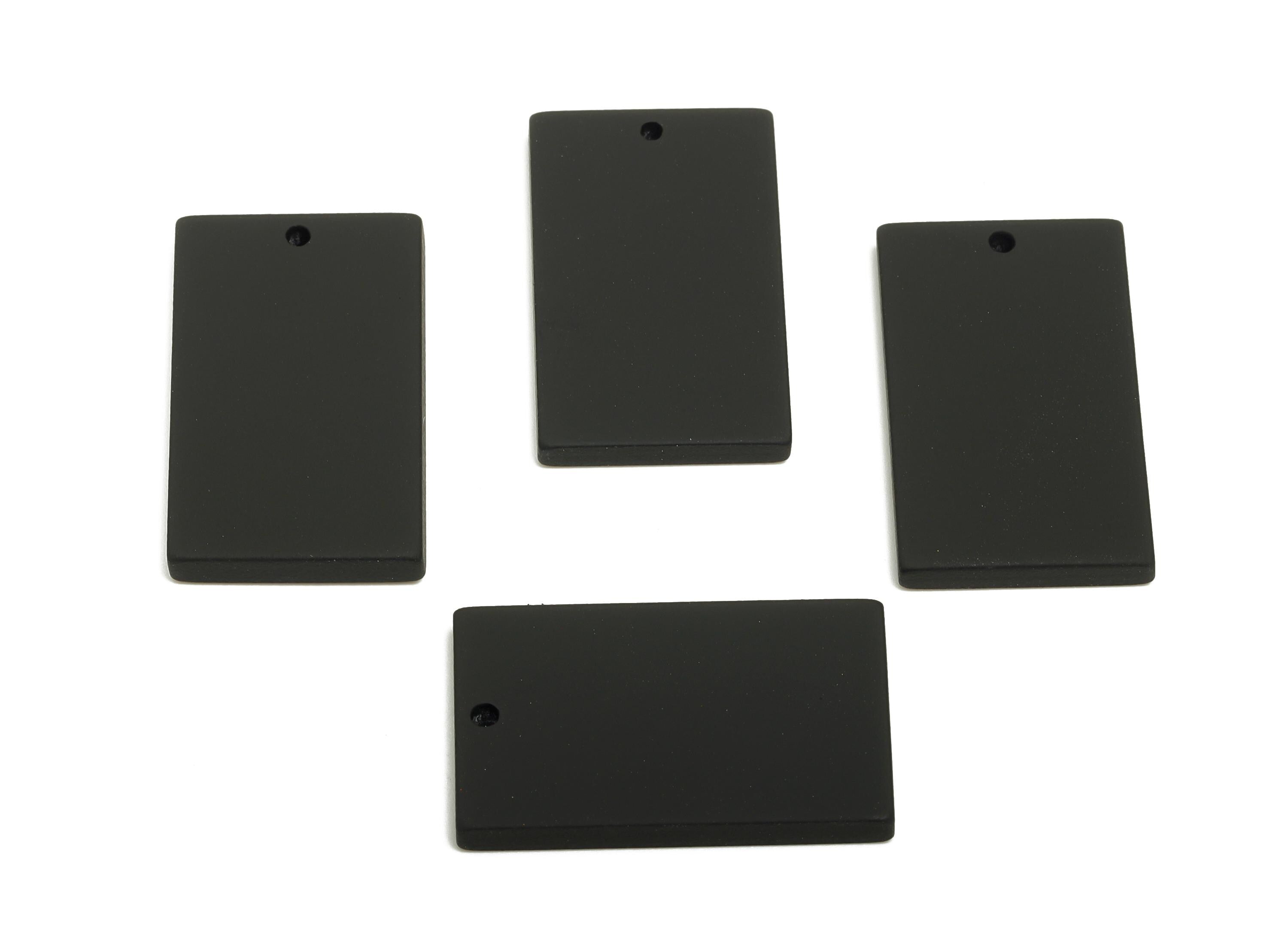 Acrylic Rectangle Earring Charm - Matte Black Rectangle Geometric Pendant - Jewelry Making - Color Code: A1052 - 29.7x15.8x3mm -AC3677-A1052 - DOMEDBAZAAR