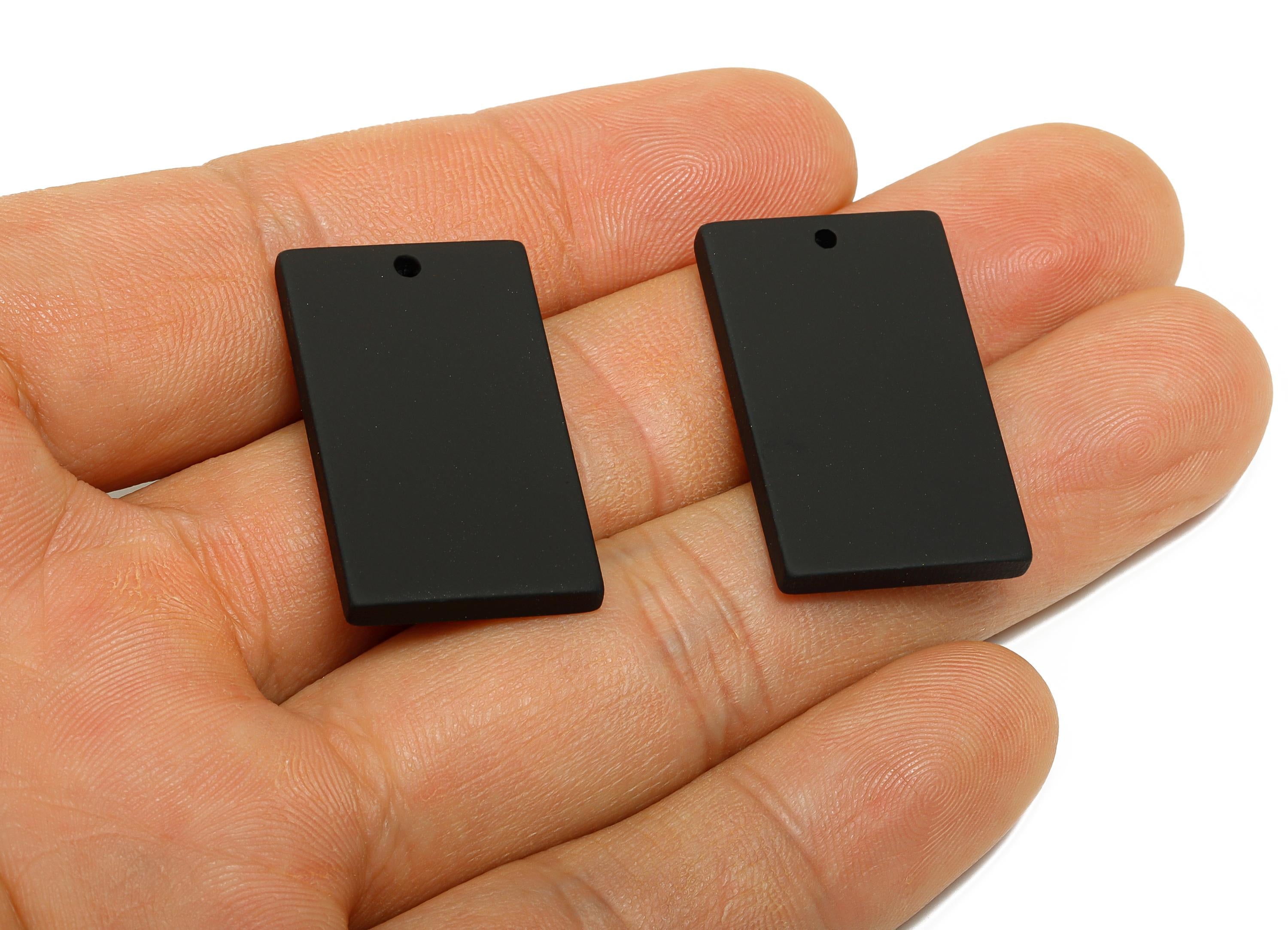 Acrylic Rectangle Earring Charm - Matte Black Rectangle Geometric Pendant - Jewelry Making - Color Code: A1052 - 29.7x15.8x3mm -AC3677-A1052 - DOMEDBAZAAR