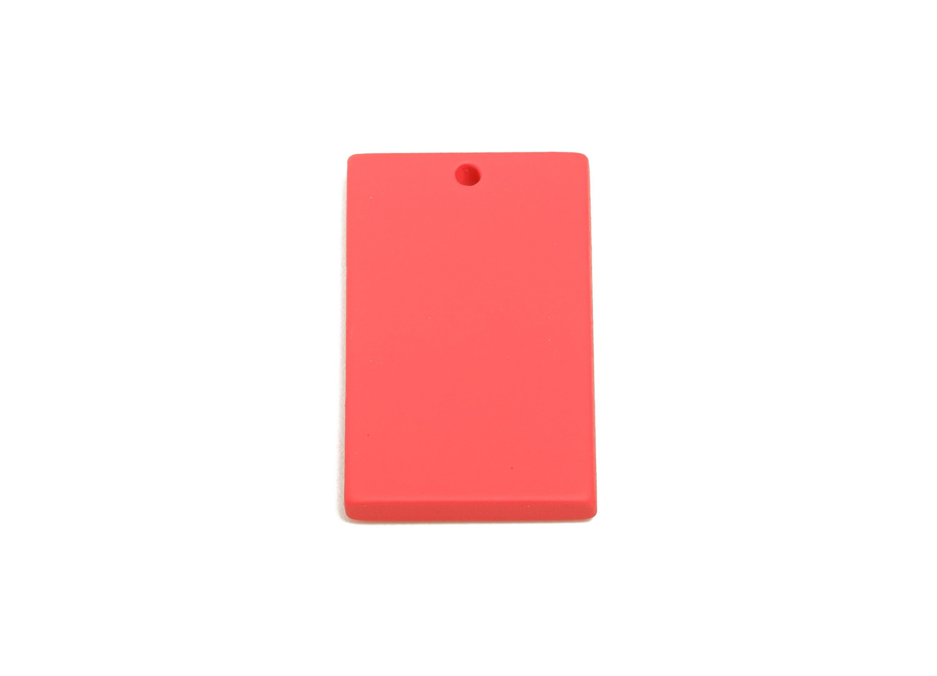 Acrylic Rectangle Earring Charm - Matte Red Rectangle Geometric Pendant - Jewelry Making - Color Code: A1055 - 29.7x15.8x3mm - AC3677-A1055 - DOMEDBAZAAR