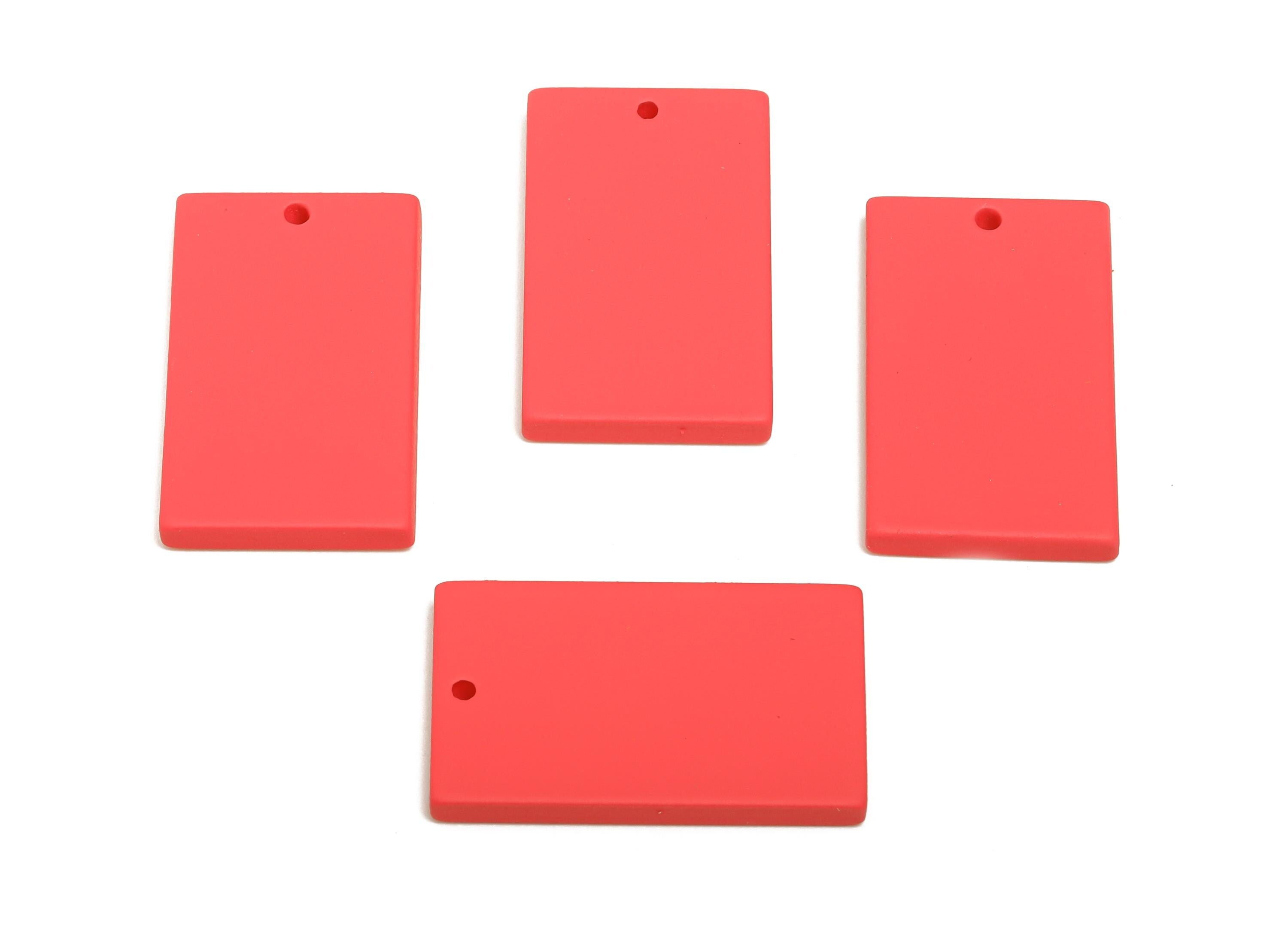 Acrylic Rectangle Earring Charm - Matte Red Rectangle Geometric Pendant - Jewelry Making - Color Code: A1055 - 29.7x15.8x3mm - AC3677-A1055 - DOMEDBAZAAR