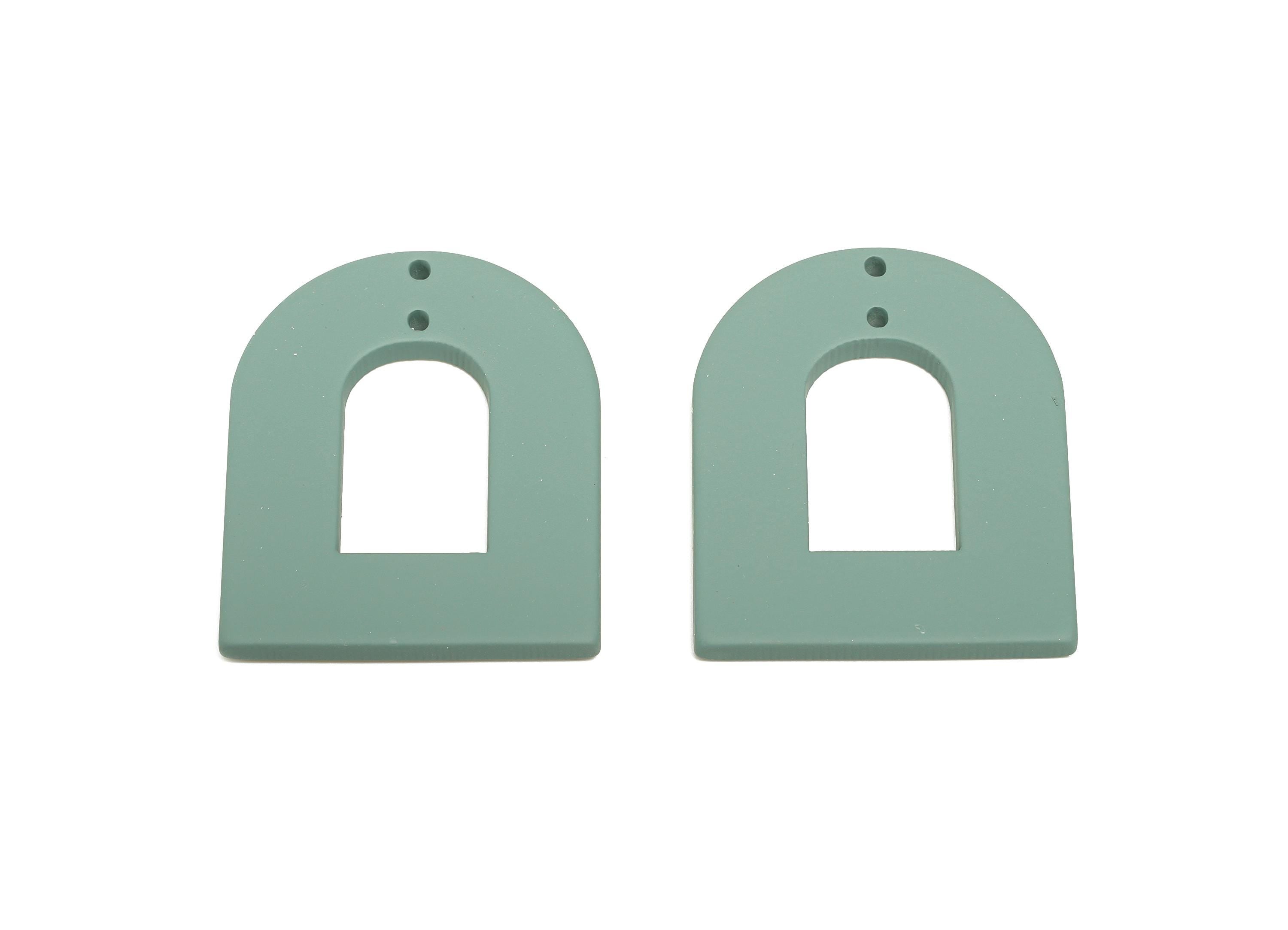 Acrylic Matte Archway Connector - Olive Green Modern Geometric Jewelry - Abstract Arch Drop Charm - Color Code:A1063 -38x31x3mm-AC3673-A1063 - DOMEDBAZAAR