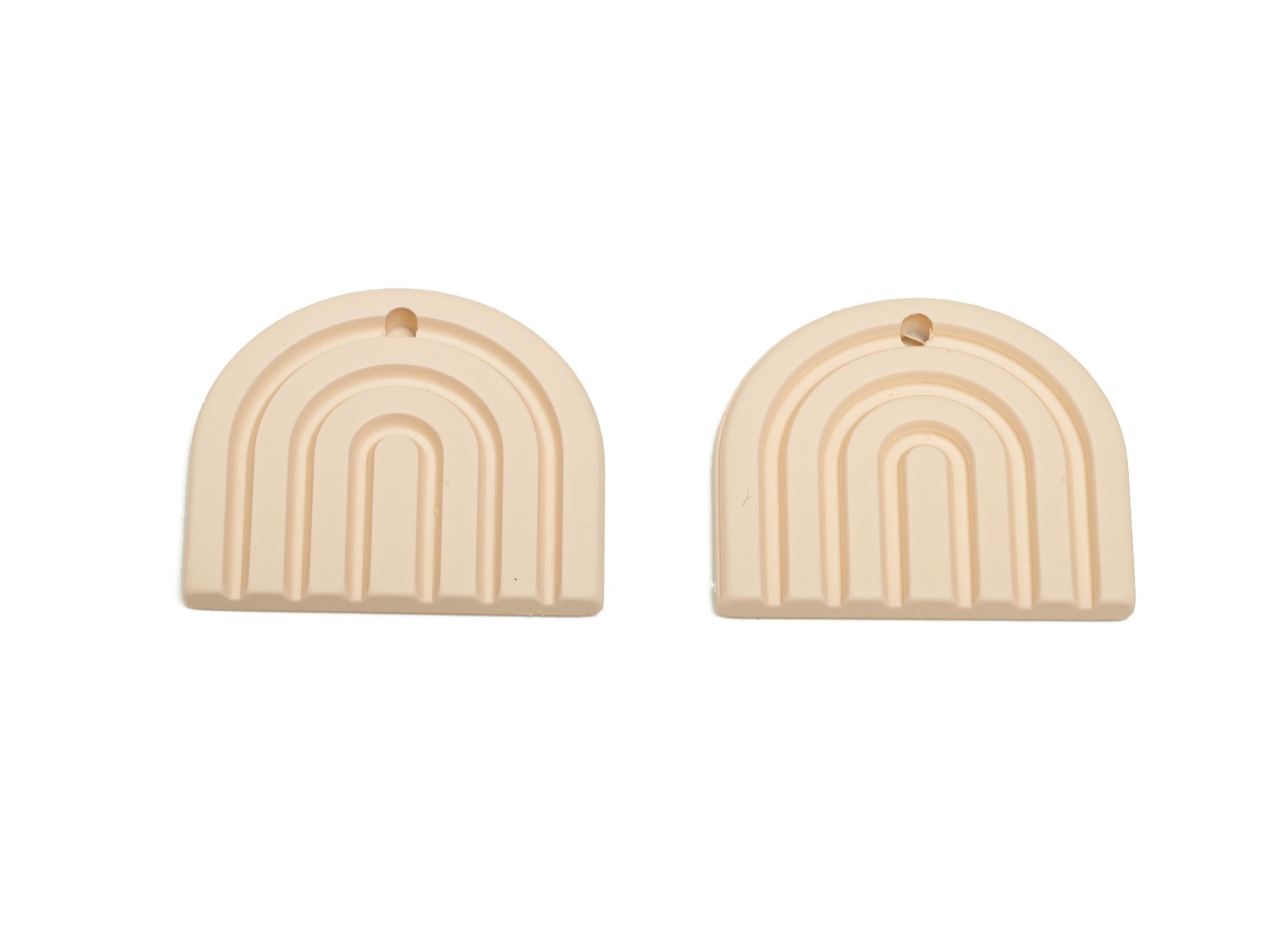 Acrylic Rainbow Earring Charm - Matte Domed Geometric Pendant - Jewelry Making Supplies - Color Code: A1062 - 28x24.7x3mm - AC3664-A1062 - DOMEDBAZAAR