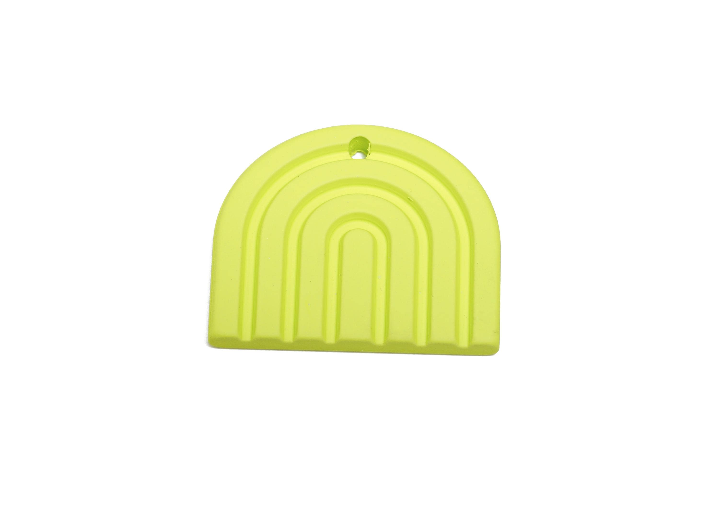 Acrylic Rainbow Earring Charm - Matte Green Domed Geometric Pendant - DIY Jewelry Supply - Color Code: A1058 - 28x24.7x3mm - AC3664-A1058 - DOMEDBAZAAR