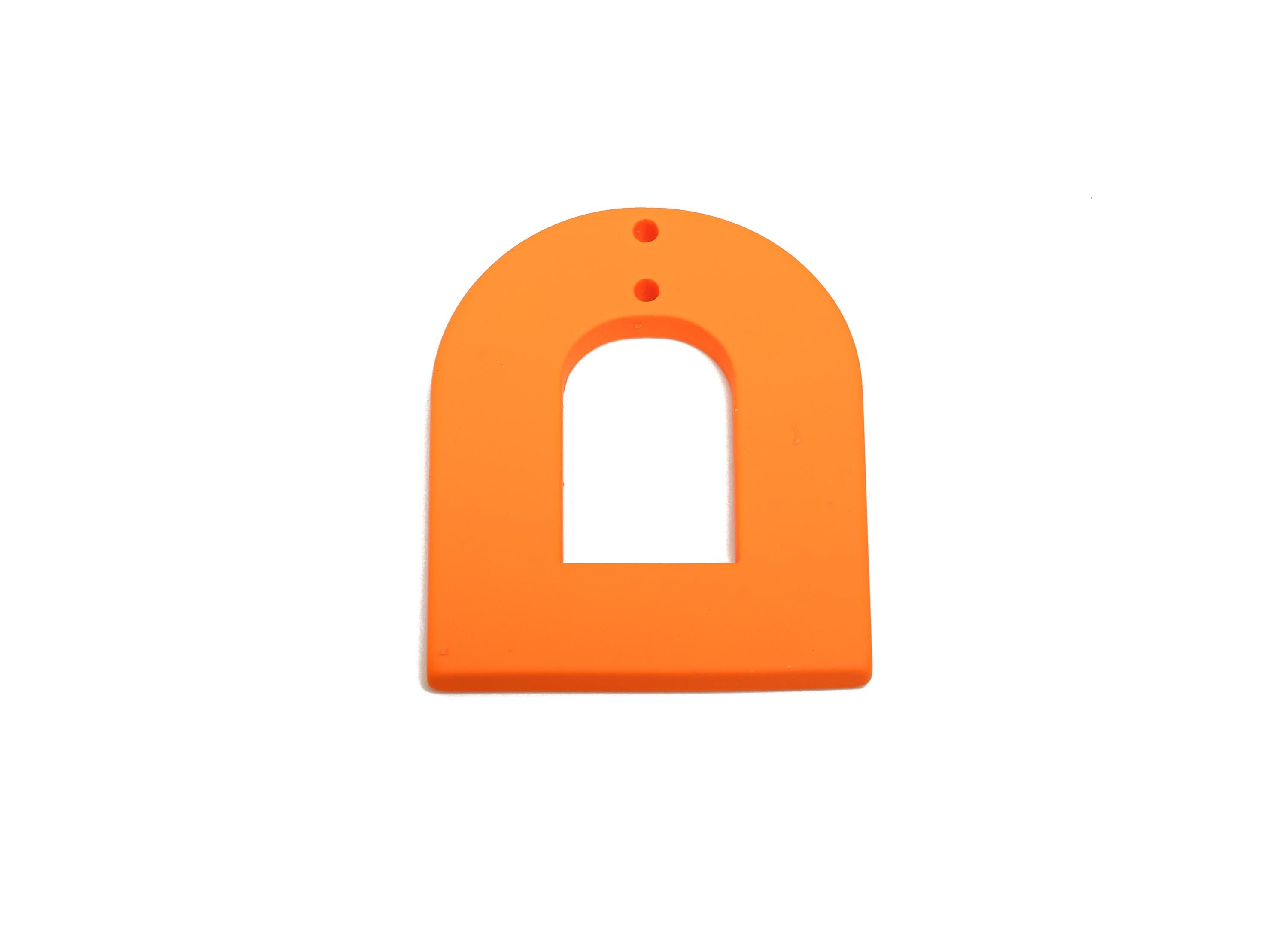 Acrylic Matte Archway Connector - Orange Geometric Jewelry Component - Abstract Arch Drop Charm - Color Code:A1056 - 38x31x3mm-AC3673-A1056 - DOMEDBAZAAR