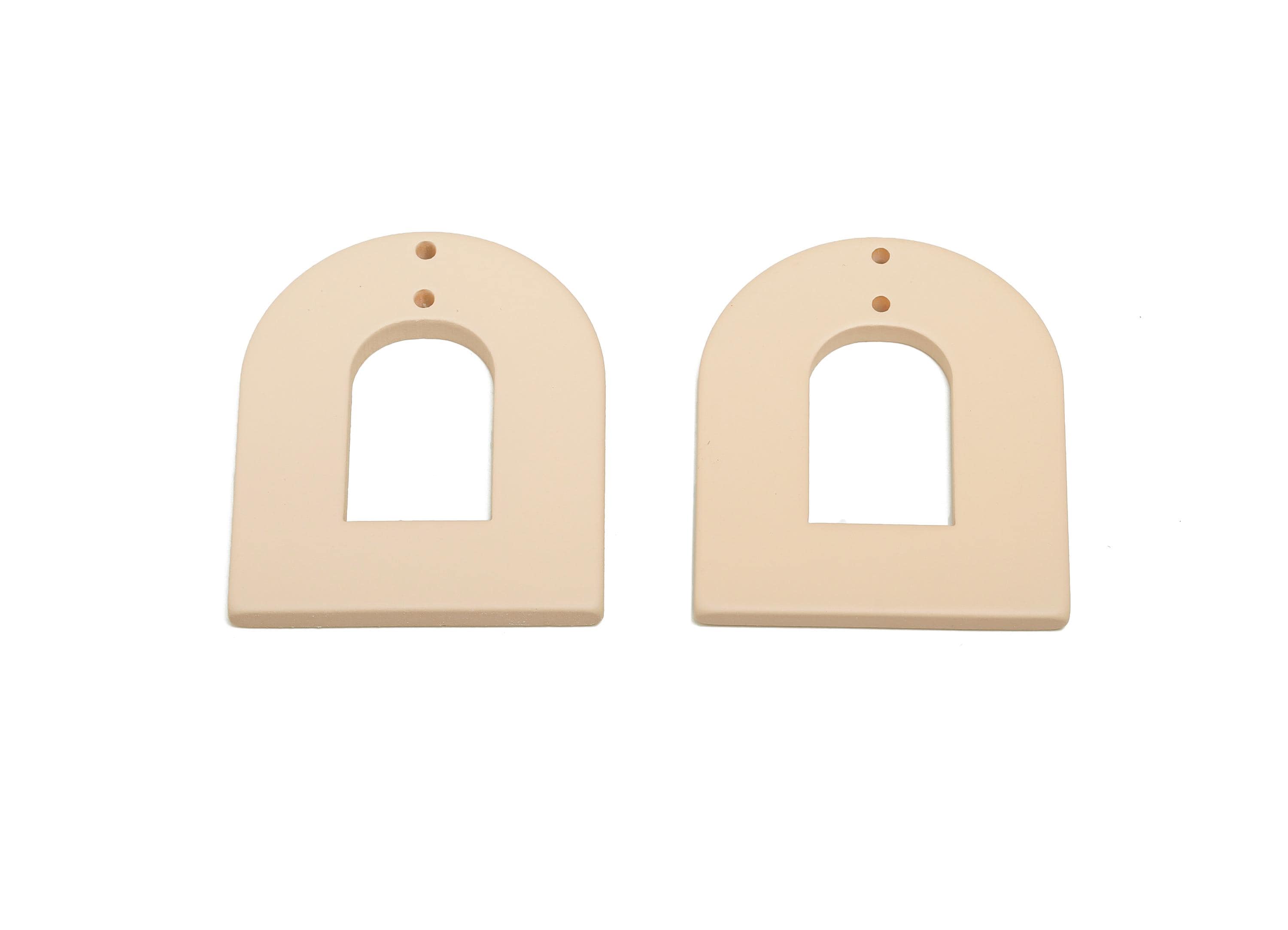 Acrylic Matte Archway Connector - Beige Modern Geometric Jewelry - Abstract Arch Drop Charm - Color Code:A1062 -38x31x3mm-AC3673-A1062 - DOMEDBAZAAR