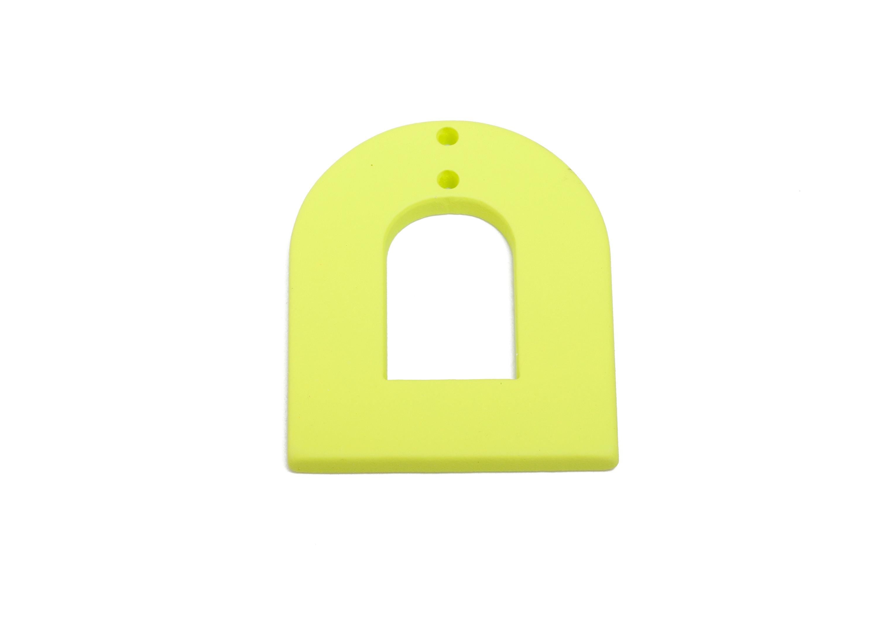 Acrylic Matte Archway Connector - Lime Green Geometric Jewelry - Abstract Arch Drop Charm - Color Code:A1058 - 38x31x3mm - AC3673-A1058 - DOMEDBAZAAR