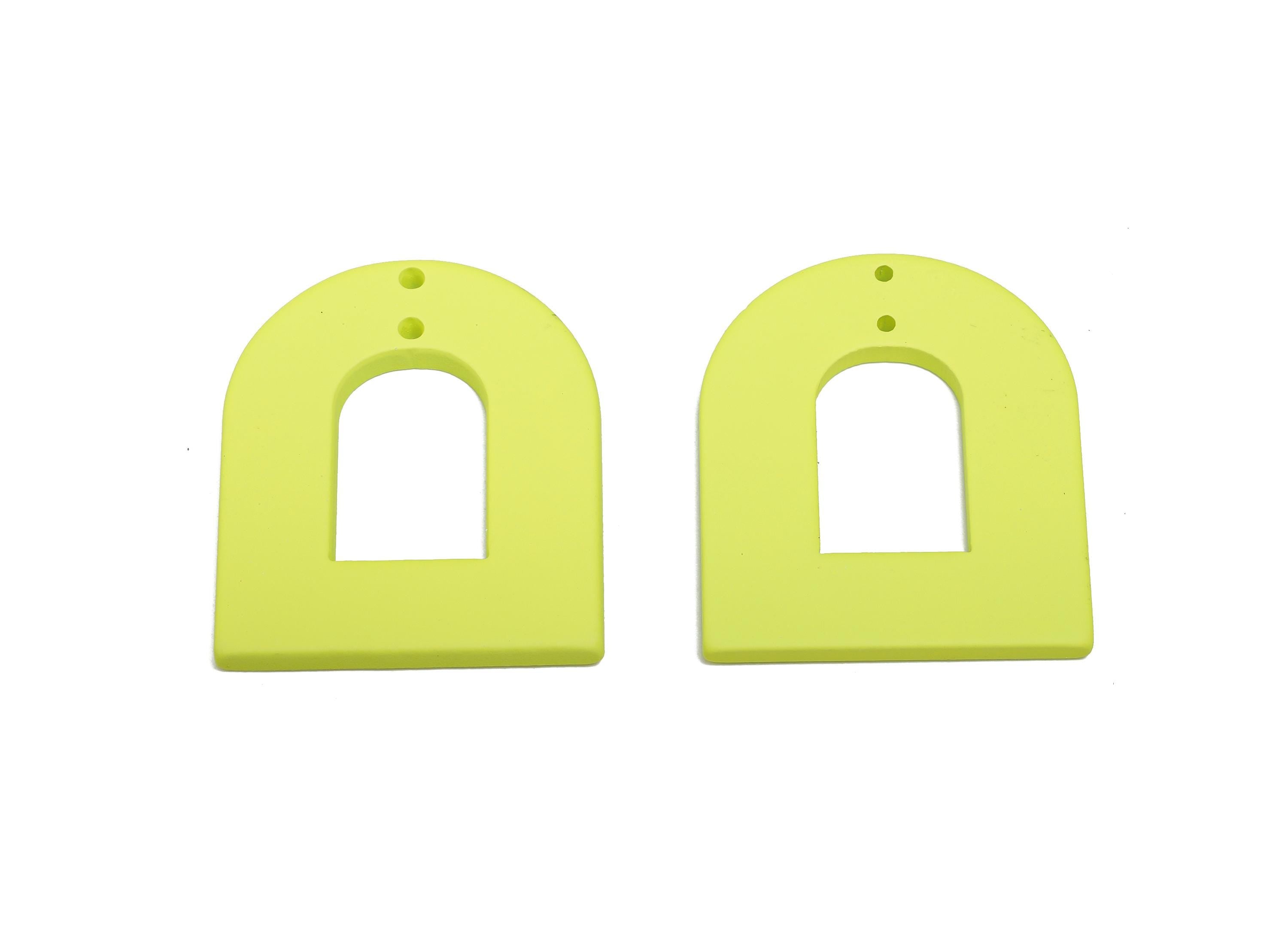 Acrylic Matte Archway Connector - Lime Green Geometric Jewelry - Abstract Arch Drop Charm - Color Code:A1058 - 38x31x3mm - AC3673-A1058 - DOMEDBAZAAR