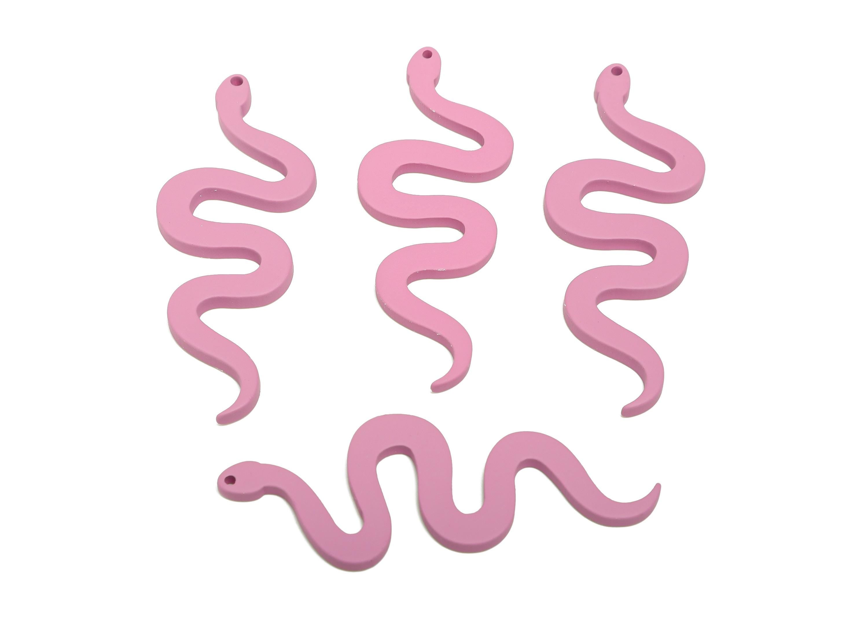 Acrylic Purple Snake Pendant - Matte Snake Earring Charm - Lightweight Flat Serpent Pendant - Color Code: A1060 - 63x24x3mm - AC3674-A1060 - DOMEDBAZAAR