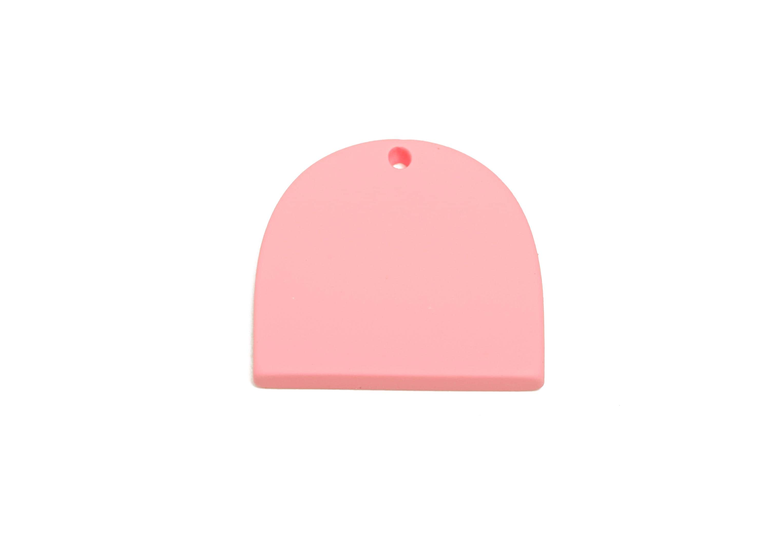 Acrylic Pink Domed Pendant - Matte Arch Pendant - Lightweight Flat DIY Acrylic Earring Piece - Color Code: A1065 - 24x23x3mm - AC3672-A1065 - DOMEDBAZAAR