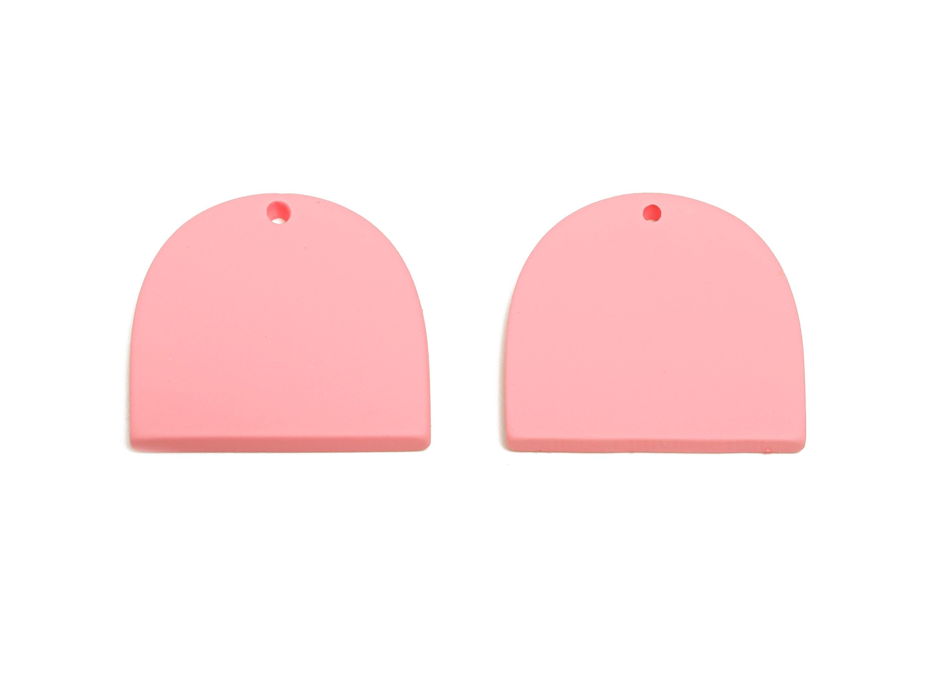Acrylic Pink Domed Pendant - Matte Arch Pendant - Lightweight Flat DIY Acrylic Earring Piece - Color Code: A1065 - 24x23x3mm - AC3672-A1065 - DOMEDBAZAAR