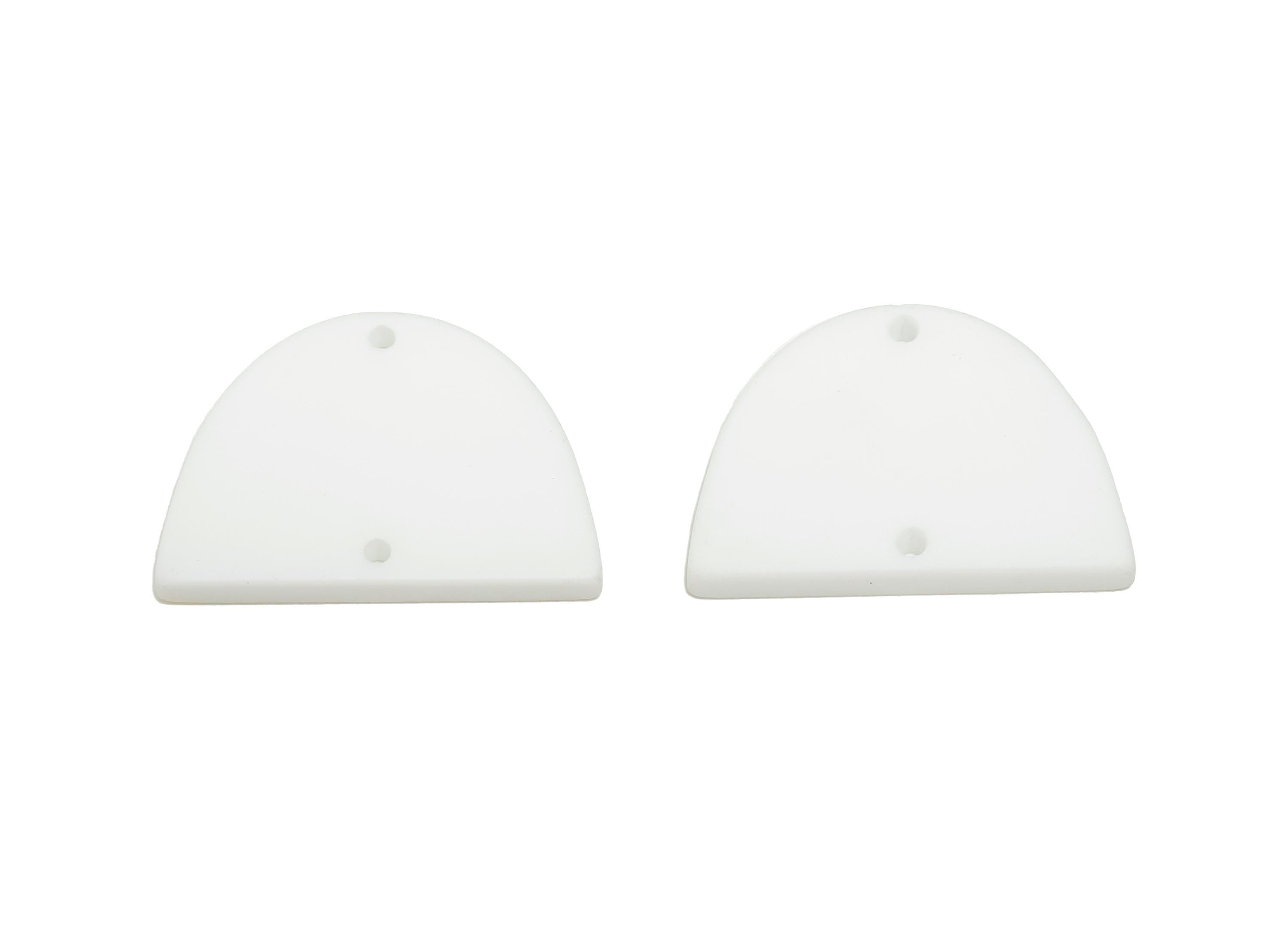 Acrylic Domed Earring Connector - Matte White Half Round Charms - 2 Holes Geometric Jewelry - Color Code: A1053 - 27.7x19x3mm - AC3660-A1053 - DOMEDBAZAAR