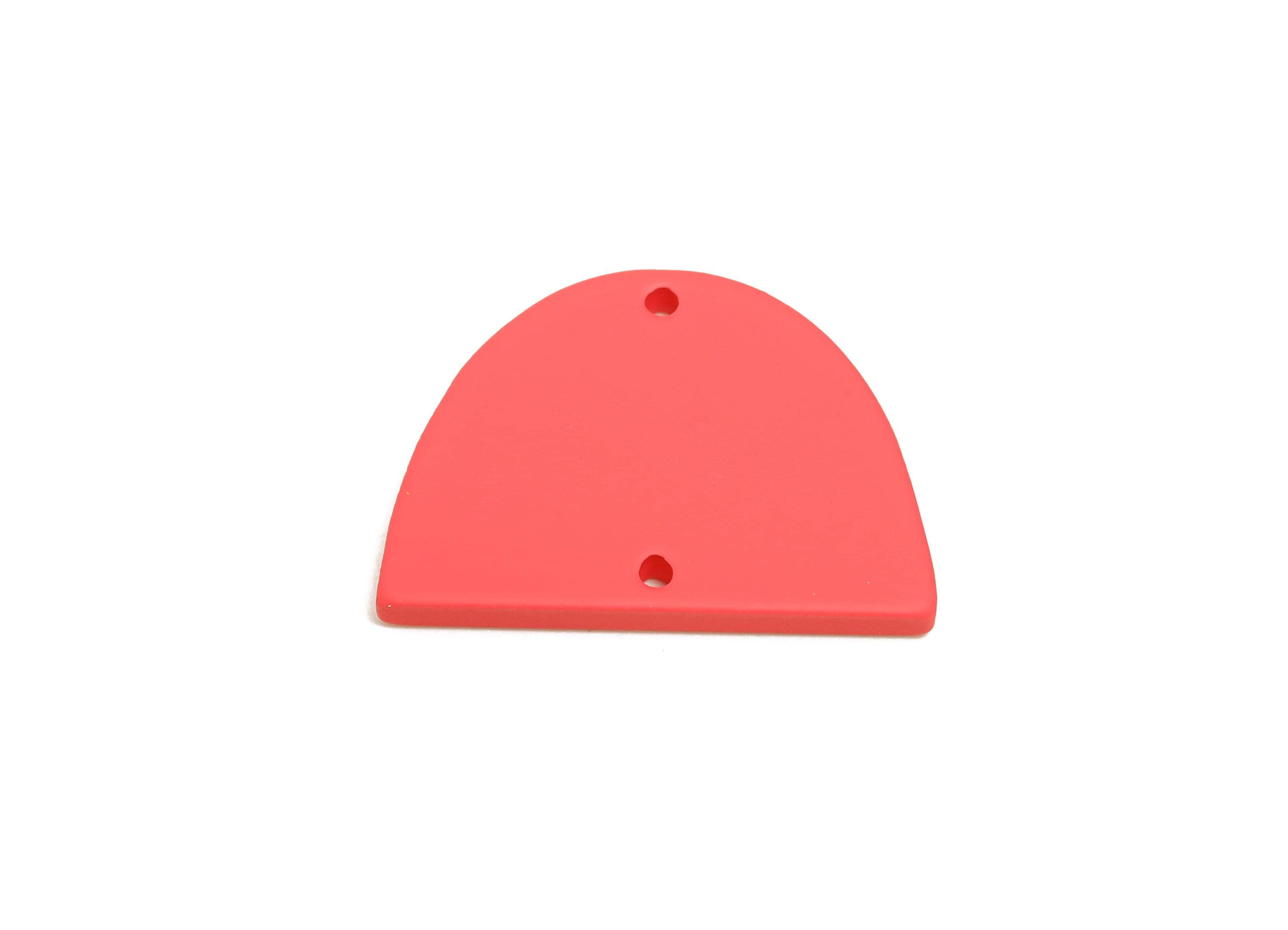 Acrylic Domed Earring Connector - Matte Red Half Round Charms - 2 Holes Geometric Jewelry - Color Code: A1055 - 27.7x19x3mm - AC3660-A1055 - DOMEDBAZAAR