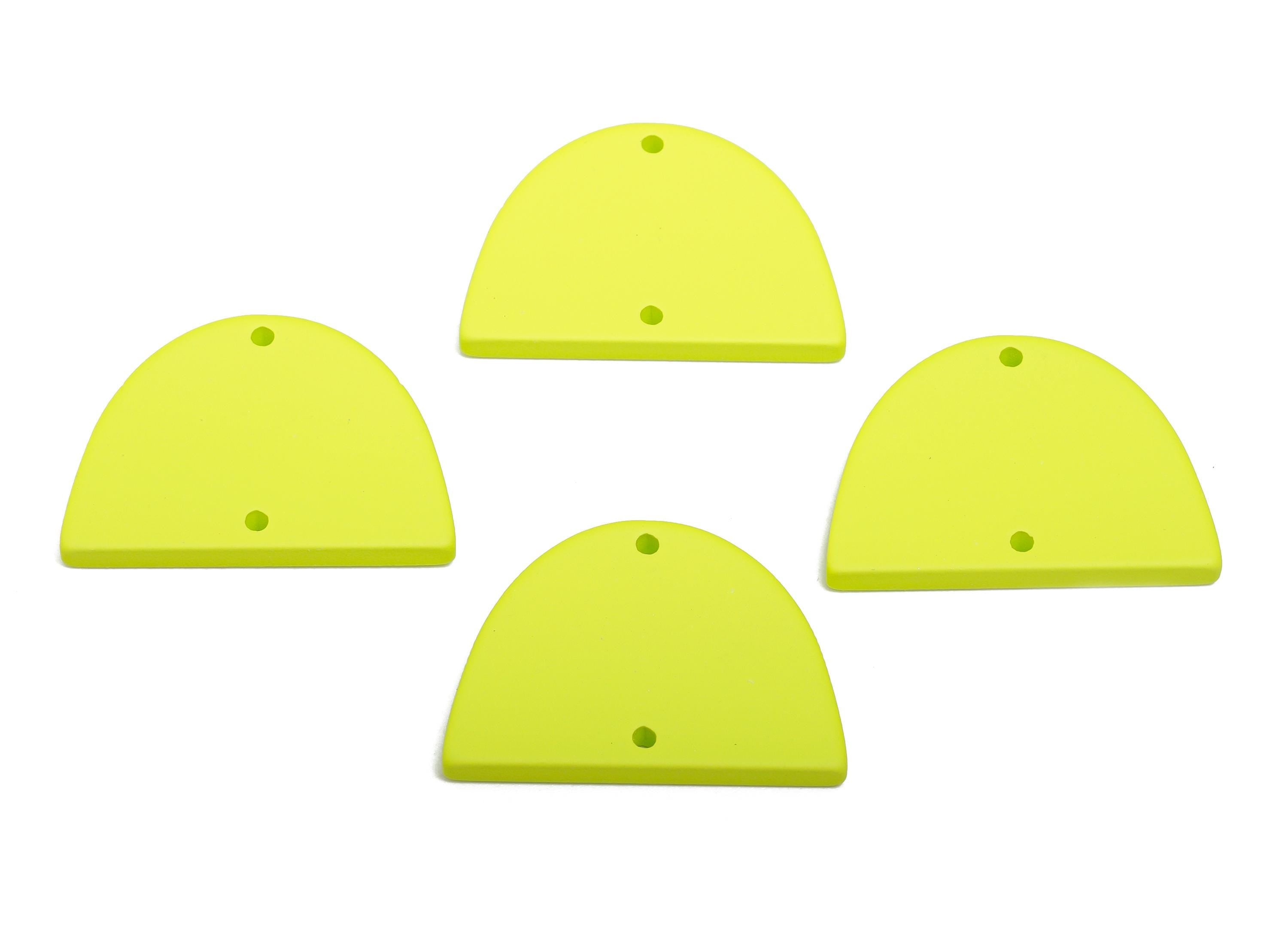 Acrylic Domed Earring Connector - Matte Green Half Round Charm - 2 Holes Geometric Jewelry - Color Code: A1058 - 27.7x19x3mm - AC3660-A1058 - DOMEDBAZAAR