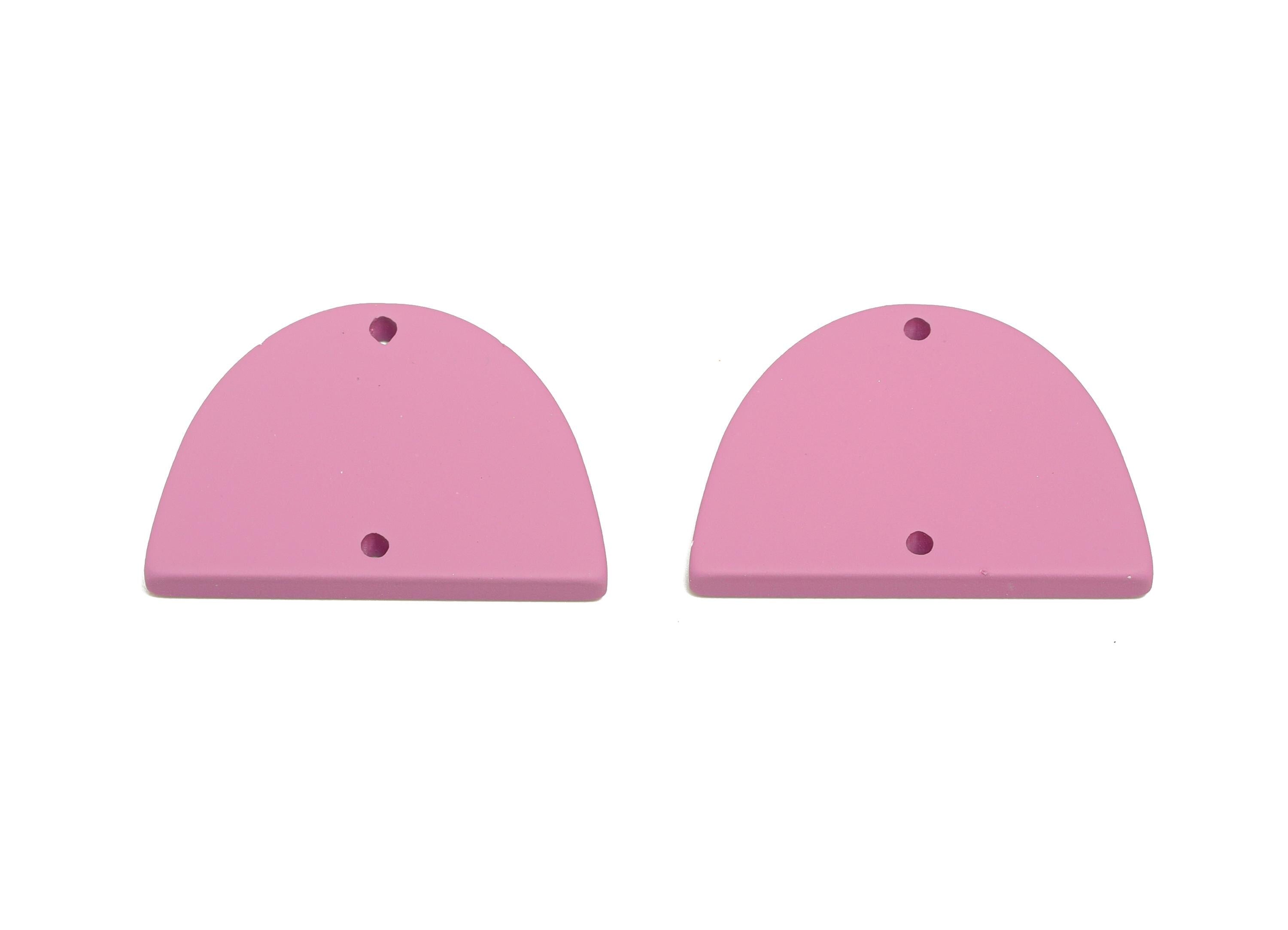 Acrylic Domed Earring Connector - Matte Purple Half Round Charm - 2 Holes Geometric Jewelry - Color Code: A1060 - 27.7x19x3mm - AC3660-A1060 - DOMEDBAZAAR