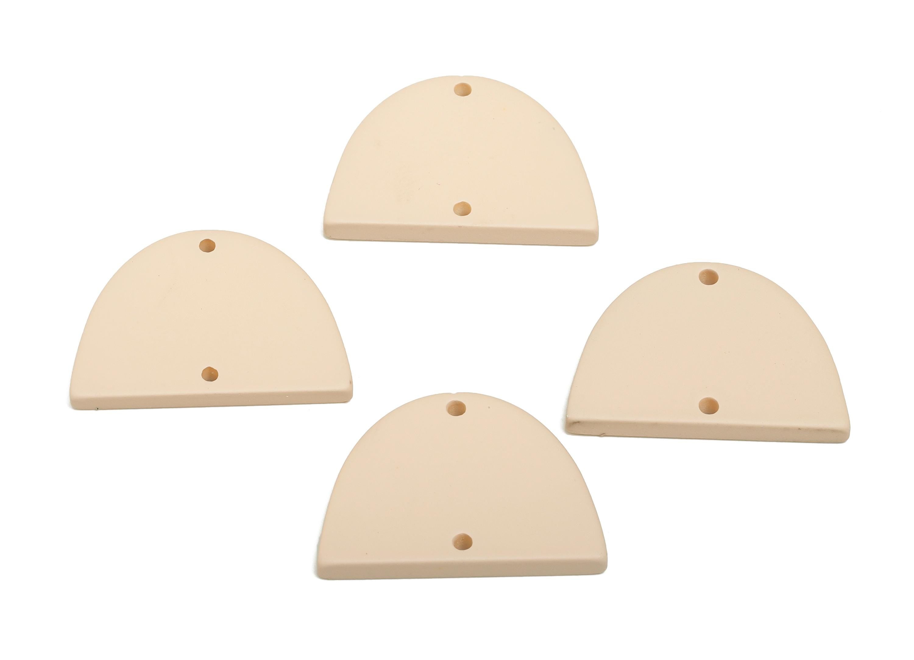 Acrylic Domed Earring Connector - Matte Half Round Charms - 2 Holes Geometric Jewelry - Color Code: A1062 - 27.7x19x3mm - AC3660-A1062 - DOMEDBAZAAR