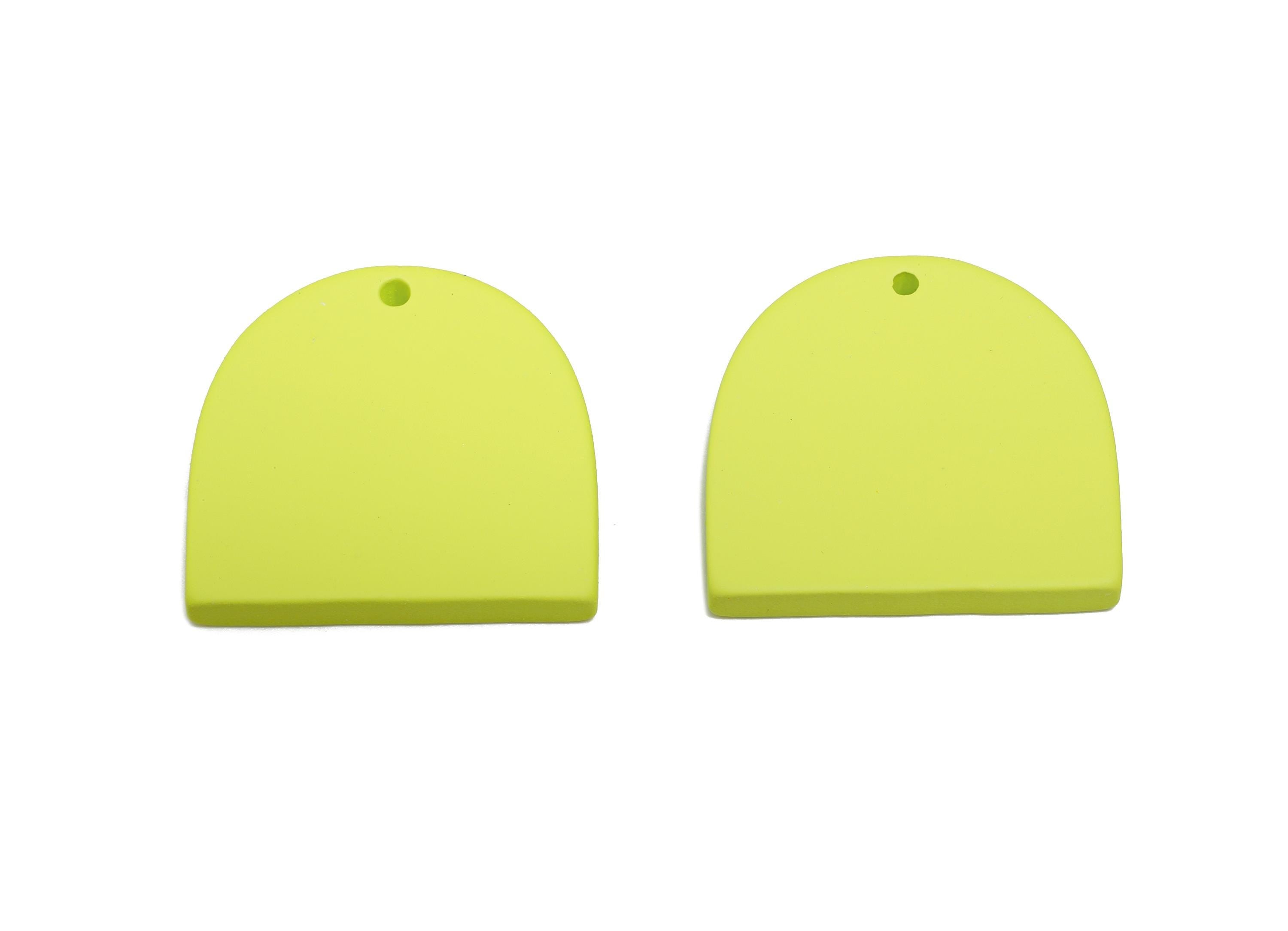 Acrylic Lime Green Domed Pendant - Matte Arch Pendant - Lightweight Flat Acrylic Earring Piece - Color Code: A1058 - 24x23x3mm -AC3672-A1058 - DOMEDBAZAAR