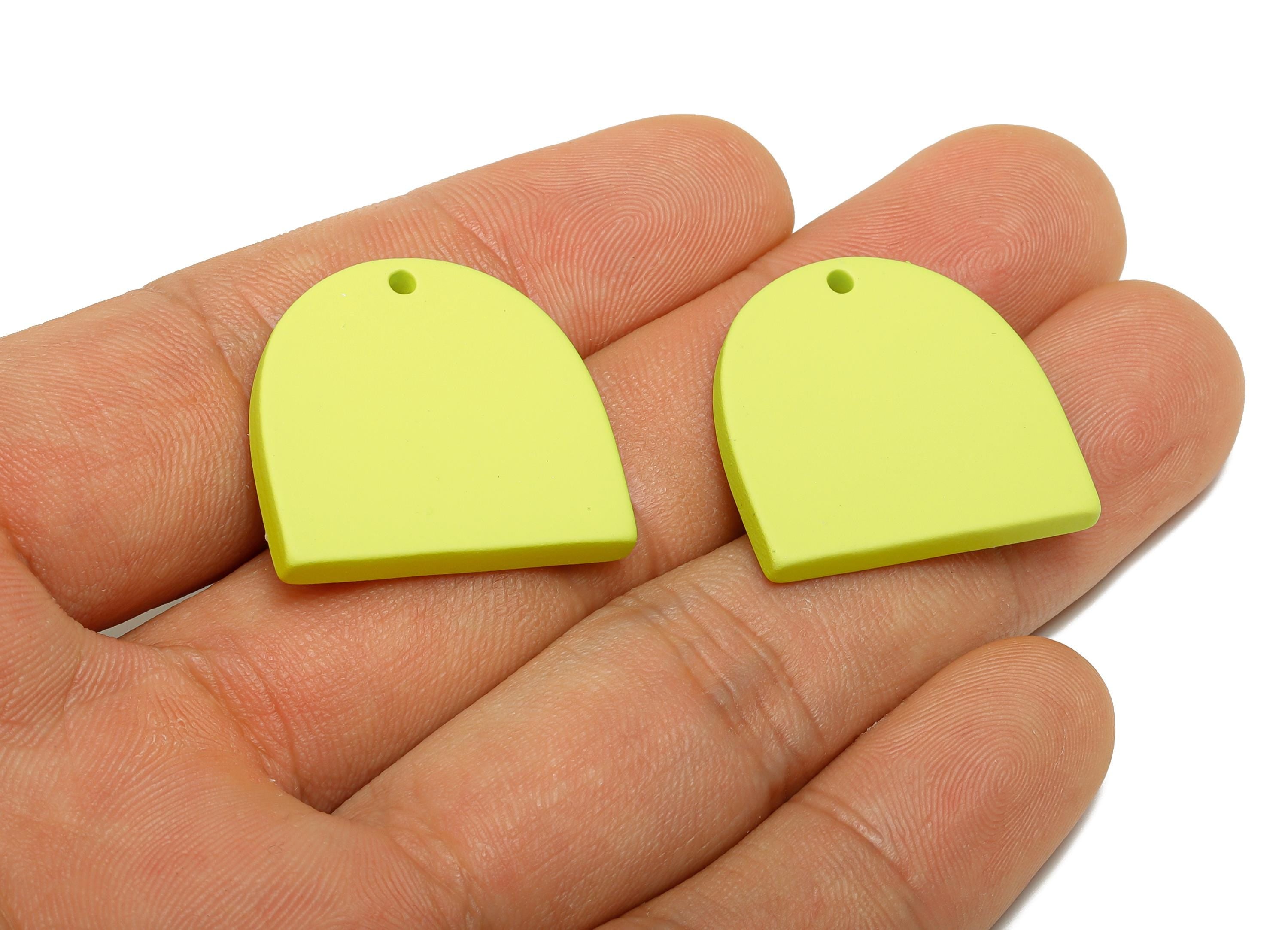 Acrylic Lime Green Domed Pendant - Matte Arch Pendant - Lightweight Flat Acrylic Earring Piece - Color Code: A1058 - 24x23x3mm -AC3672-A1058 - DOMEDBAZAAR