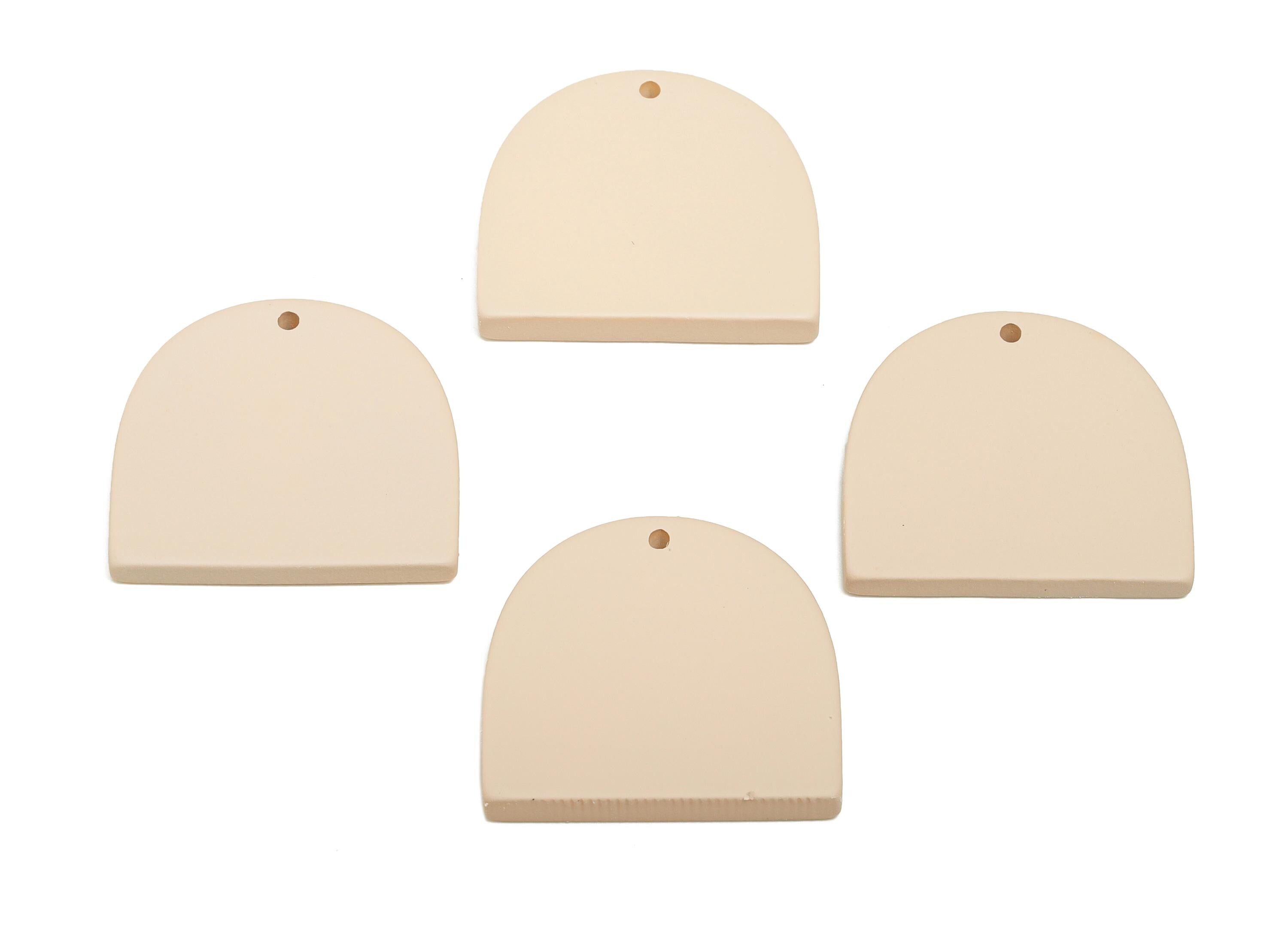 Acrylic Beige Domed Pendant - Matte Arch Pendant - Lightweight Flat Acrylic Earring Piece - Color Code: A1062 - 24x23.37x3mm-AC3672-A1062 - DOMEDBAZAAR