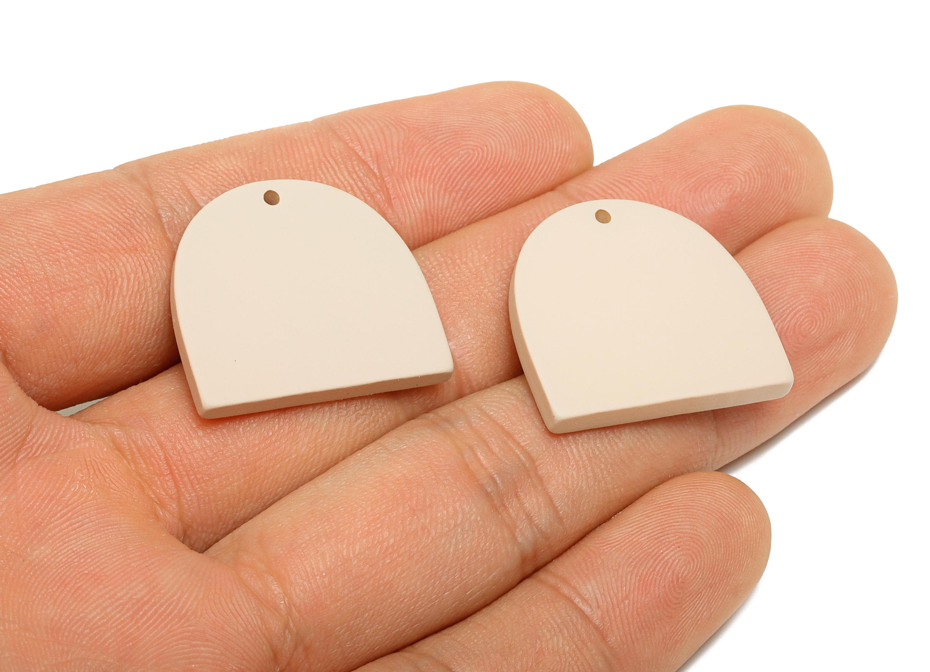 Acrylic Beige Domed Pendant - Matte Arch Pendant - Lightweight Flat Acrylic Earring Piece - Color Code: A1062 - 24x23.37x3mm-AC3672-A1062 - DOMEDBAZAAR