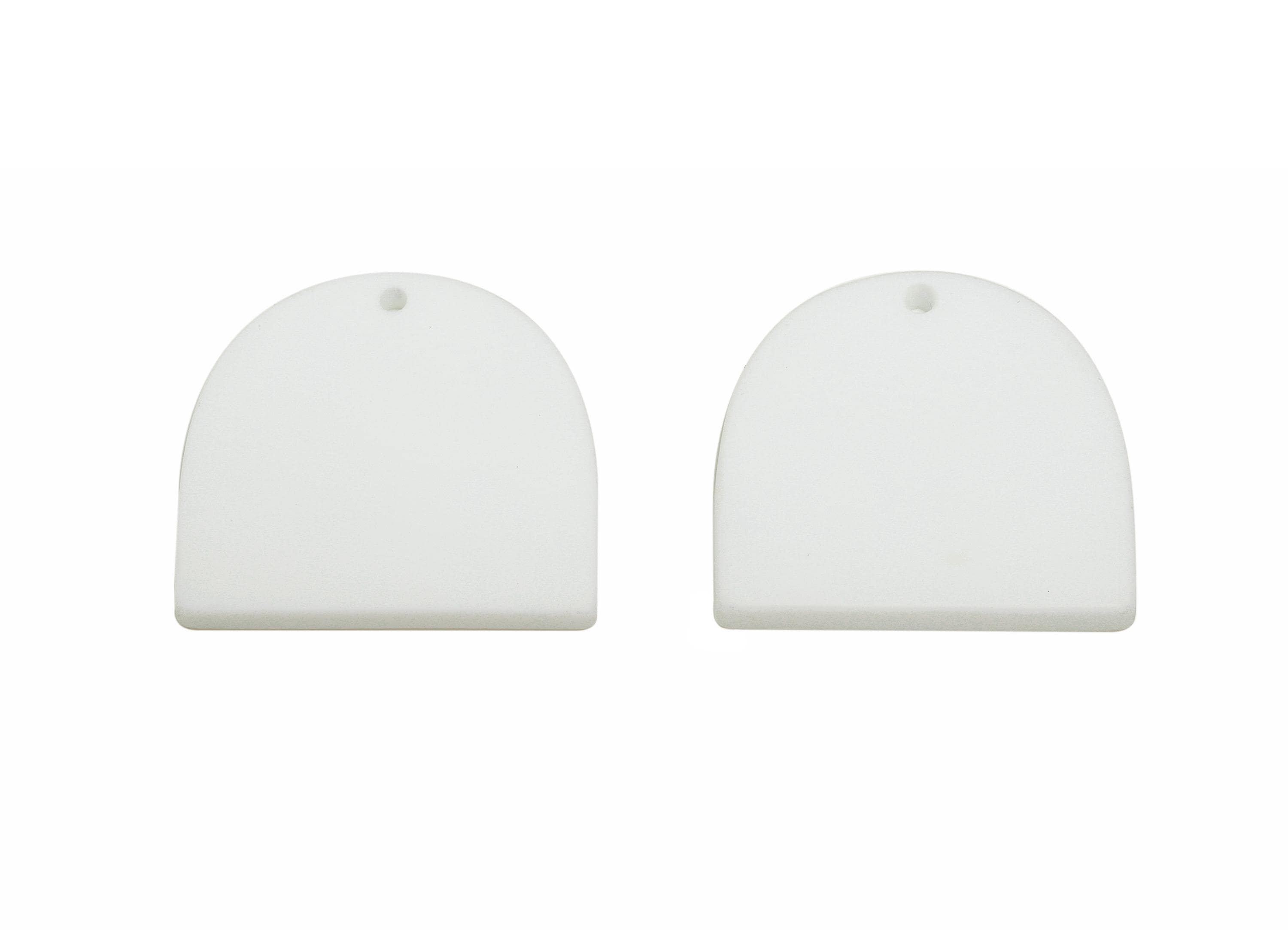 Acrylic White Domed Pendant - Matte Arch Pendant - Lightweight Flat Acrylic Earring Piece - Color Code: A1053 - 24x23.37x3mm - AC3672-A1053 - DOMEDBAZAAR