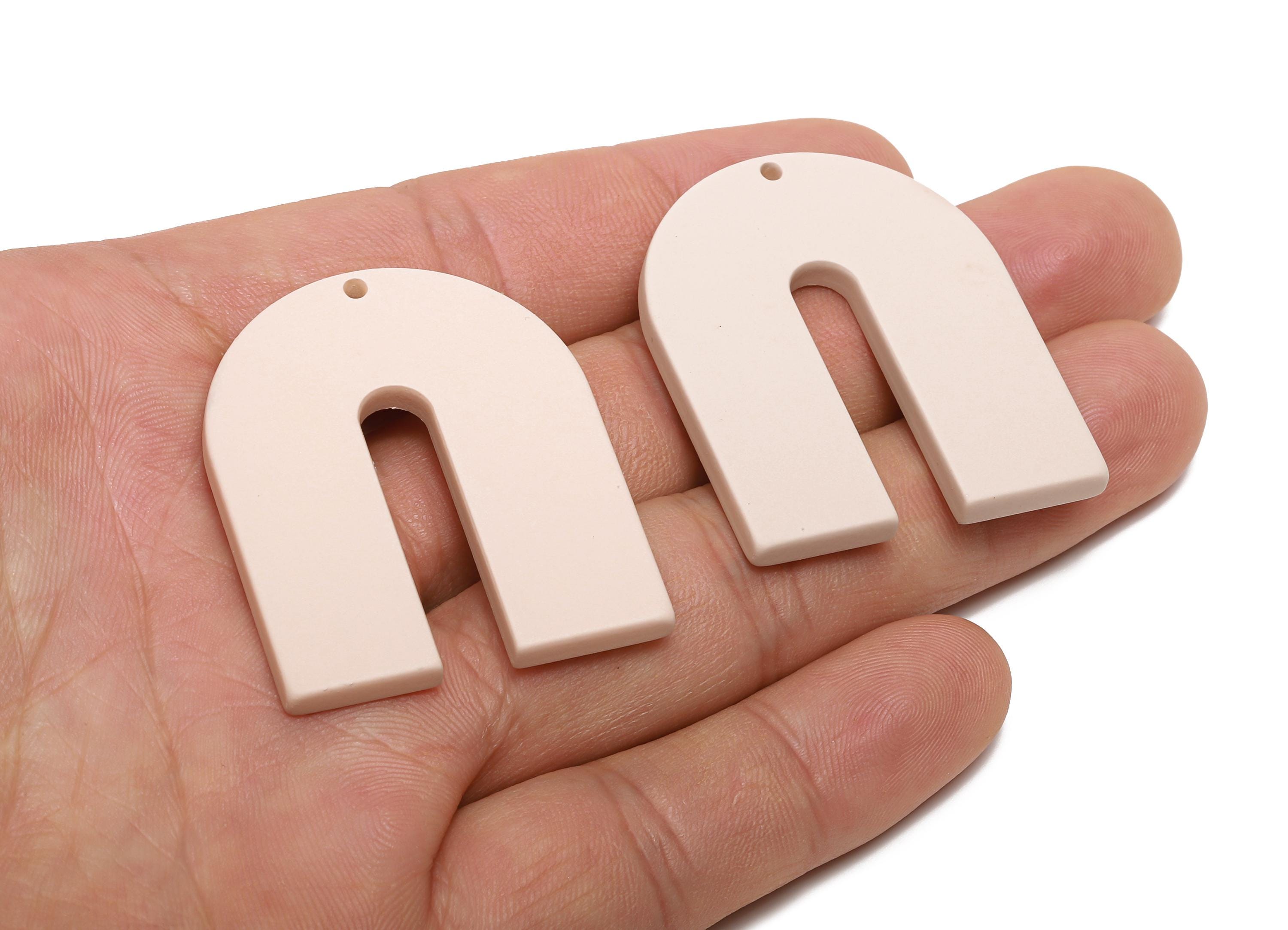 Acrylic Horseshoe Earring Charms - Matte U Shape Geometric Pendant - Jewelry Making - Color Code: A1062 - 40.7x33.6x3mm - AC3662-A1062 - DOMEDBAZAAR