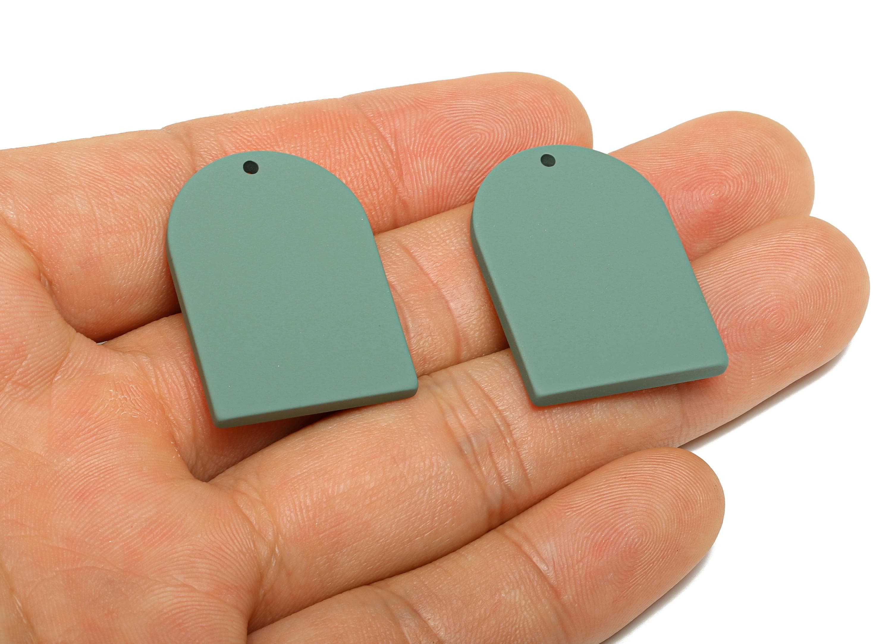 Acrylic Arch Pendant - Olive Green Matte Arch Pendant - Lightweight Flat Acrylic Earring Piece - Color Code: A1063 - 30x21x2mm -AC3670-A1063 - DOMEDBAZAAR