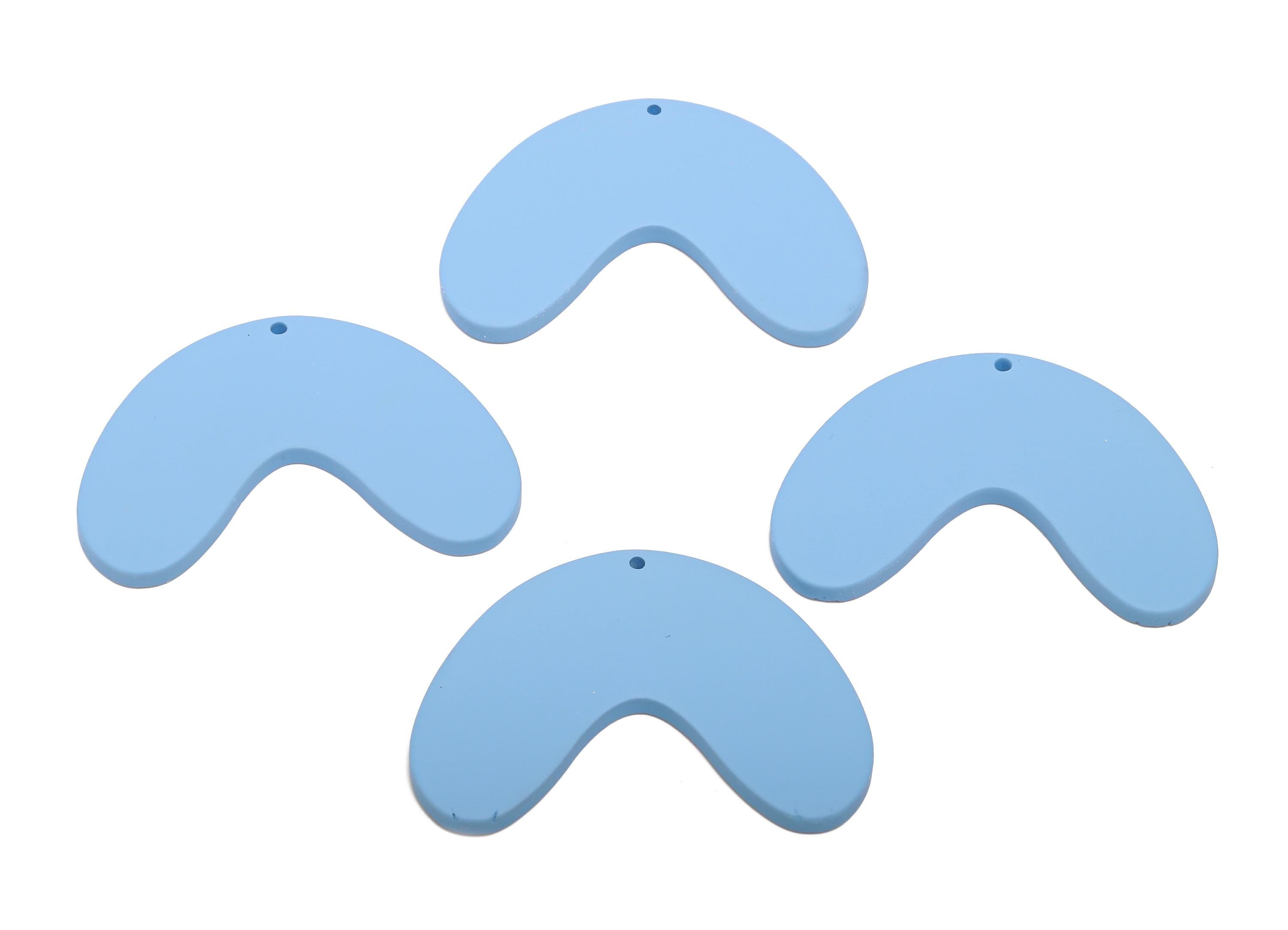 Acrylic Curved Arc Earring Charm - Matte Blue Crescent Geometric Pendant - Jewelry Making - Color Code: A1059 - 47x33.8x3mm - AC3661-A1059 - DOMEDBAZAAR