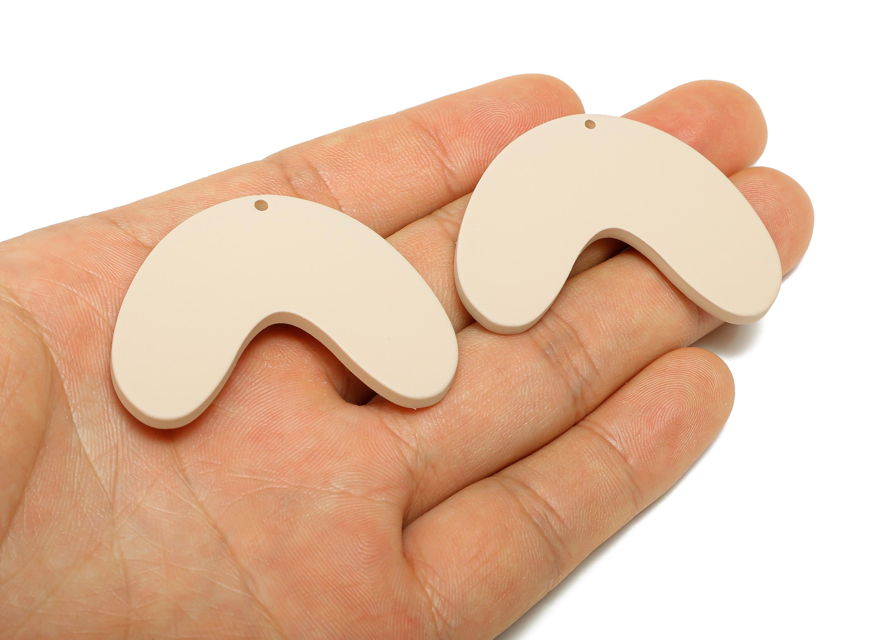 Acrylic Curved Arc Earring Charm - Matte Crescent Geometric Pendant - Jewelry Making - Color Code: A1062 - 47x33.8x3mm - AC3661-A1062 - DOMEDBAZAAR