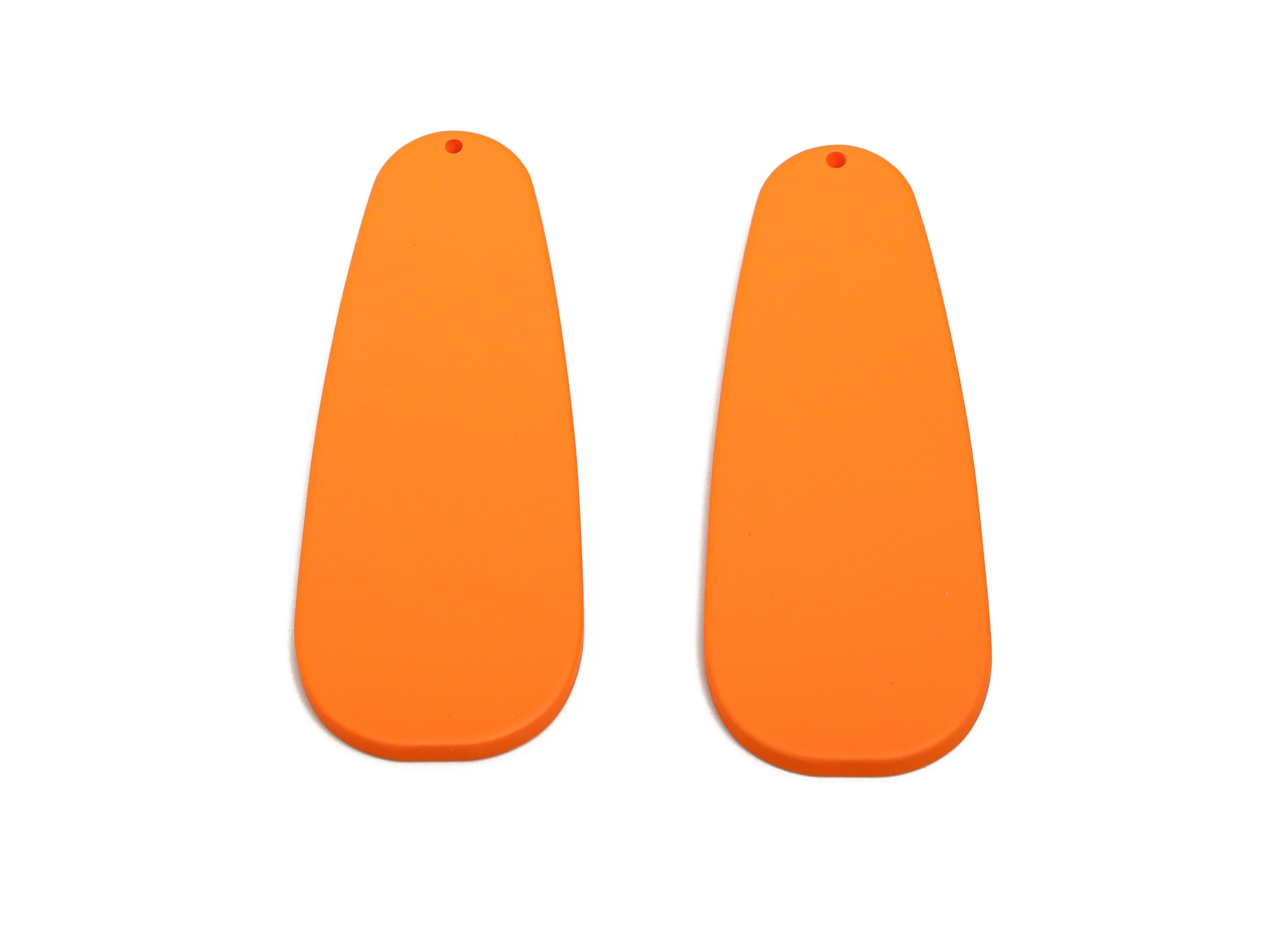 Acrylic Teardrop Earring Charm - Matte Orange Long Drop Geometric Pendant - Jewelry Supplies - Color Code: A1056 - 66x25x3mm - AC3663-A1056 - DOMEDBAZAAR