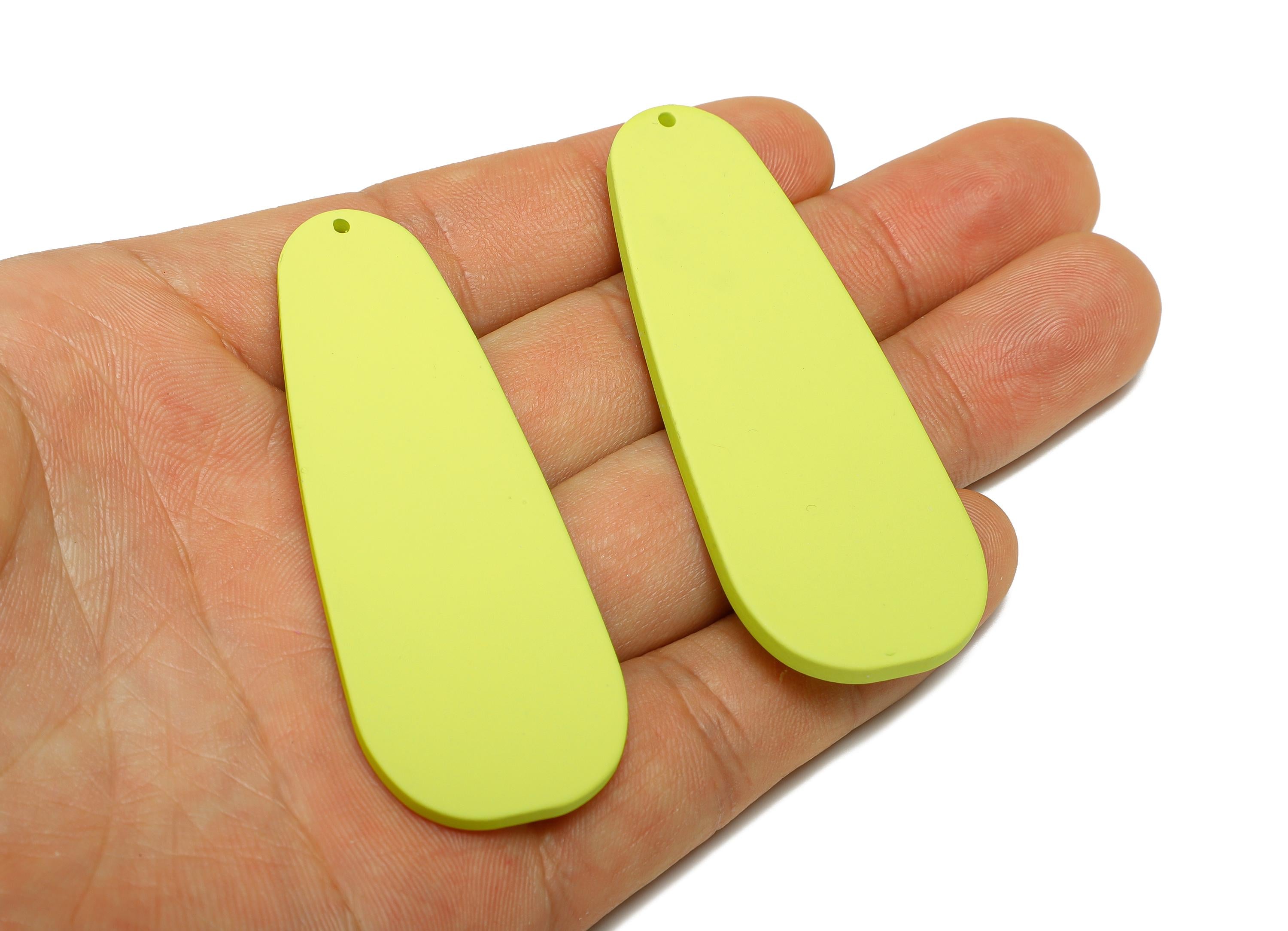 Acrylic Teardrop Earring Charm - Matte Green Long Drop Geometric Pendant - Jewelry Supplies - Color Code: A1058 - 66x25x3mm - AC3663-A1058 - DOMEDBAZAAR