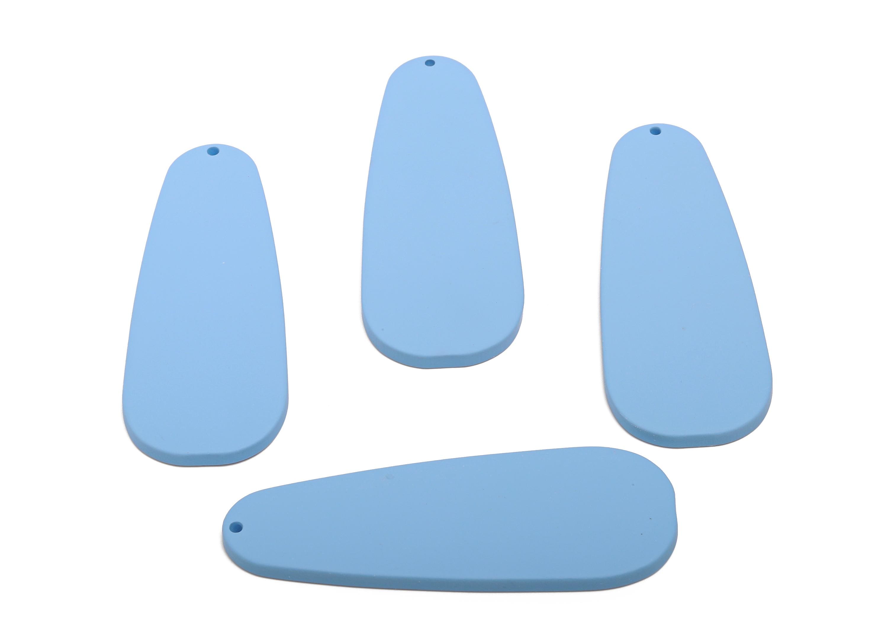 Acrylic Teardrop Earring Charm - Matte Blue Long Drop Geometric Pendant - Jewelry Supplies - Color Code: A1059 - 66x25x3mm - AC3663-A1059 - DOMEDBAZAAR