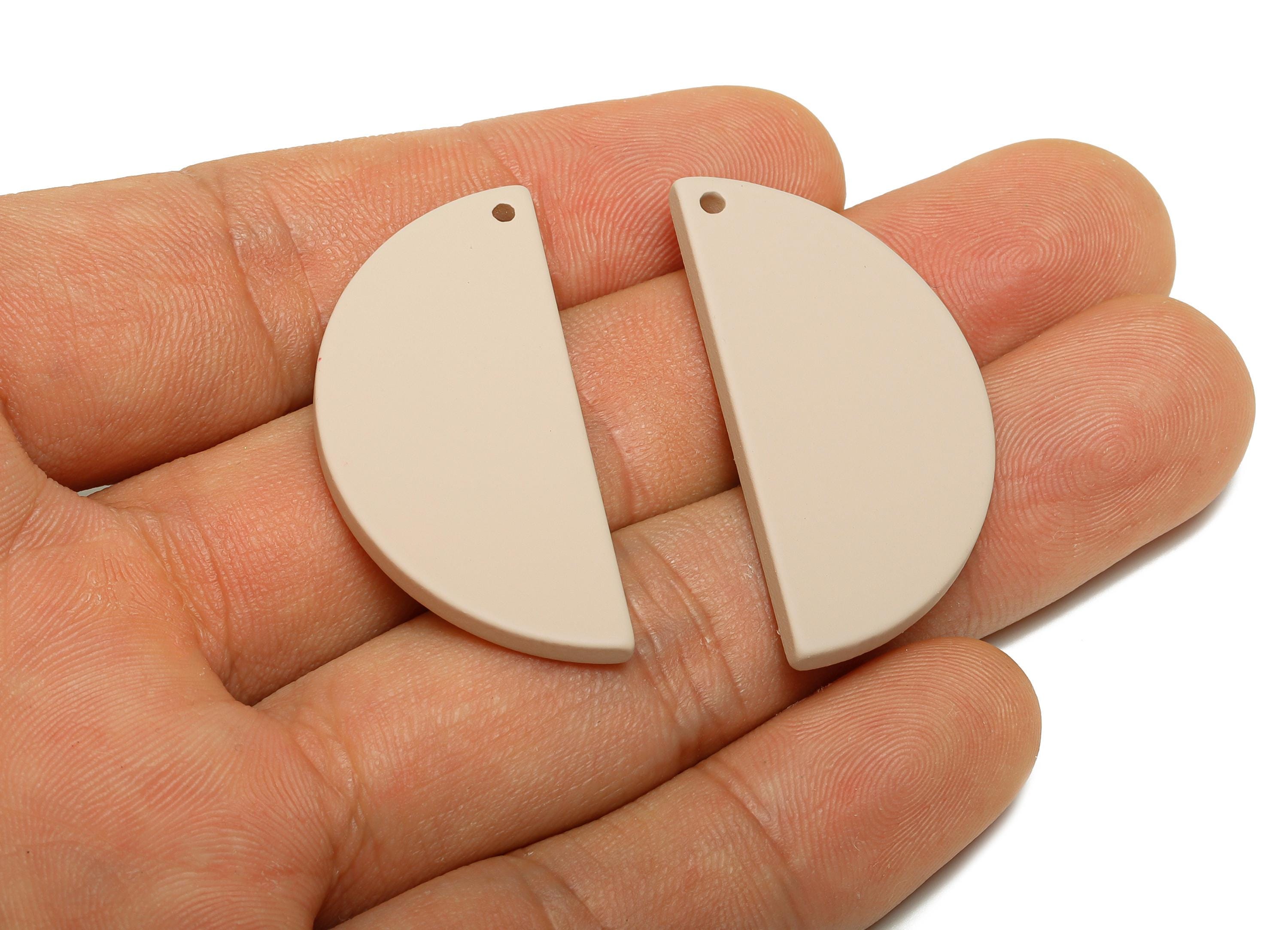 Acrylic Half Circle Pendant - Pale Beige Matte Geometric Charm - Lightweight DIY Craft Accessory - Color Code: A1062 -38x18x2mm-AC3671-A1062 - DOMEDBAZAAR