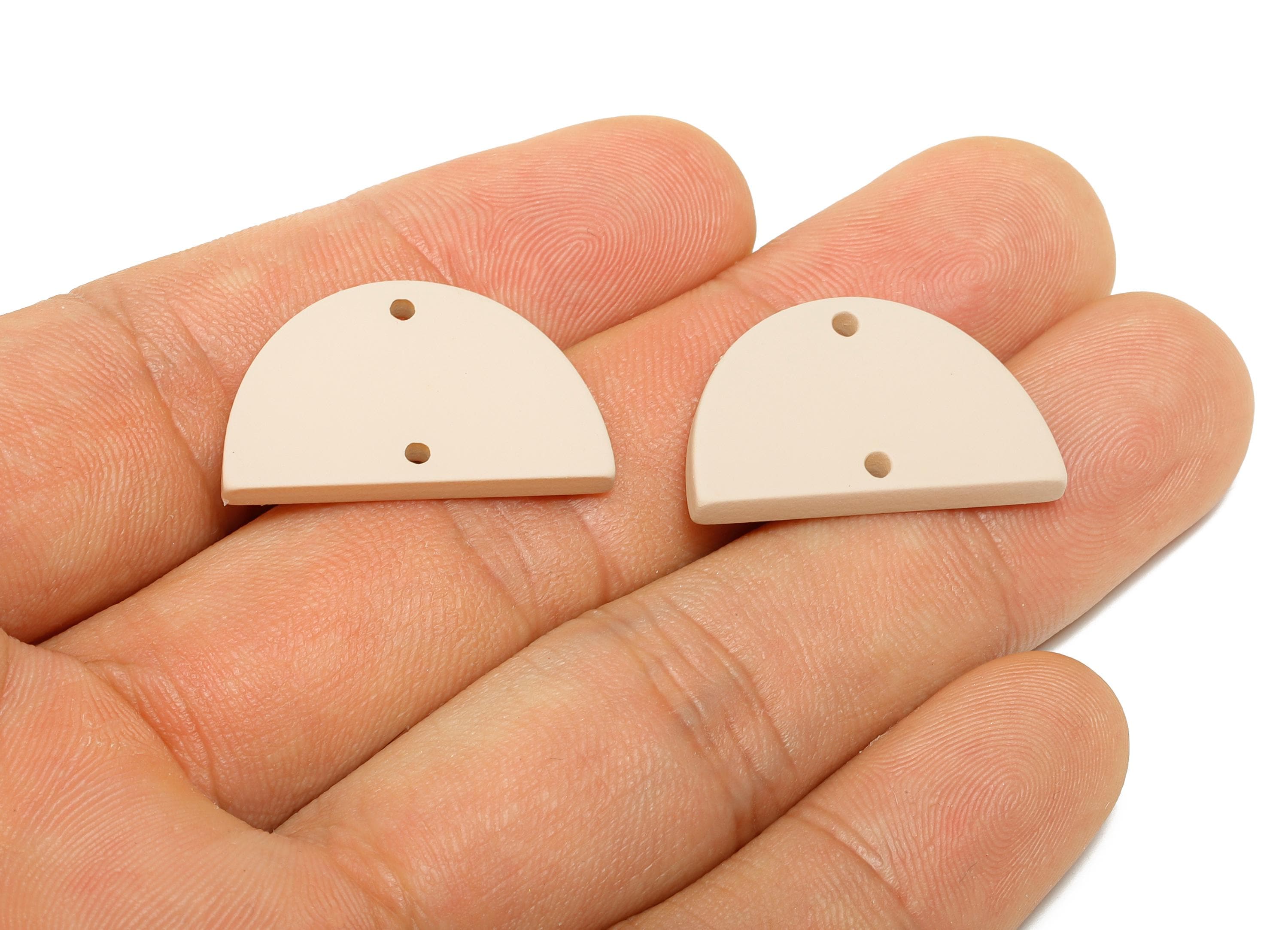 Acrylic Semicircle Earring Connector - Matte Half Round Charm - 2 Holes Geometric Jewelry - Color Code: A1062 - 25x15.6x2.7mm - AC3659-A1062 - DOMEDBAZAAR
