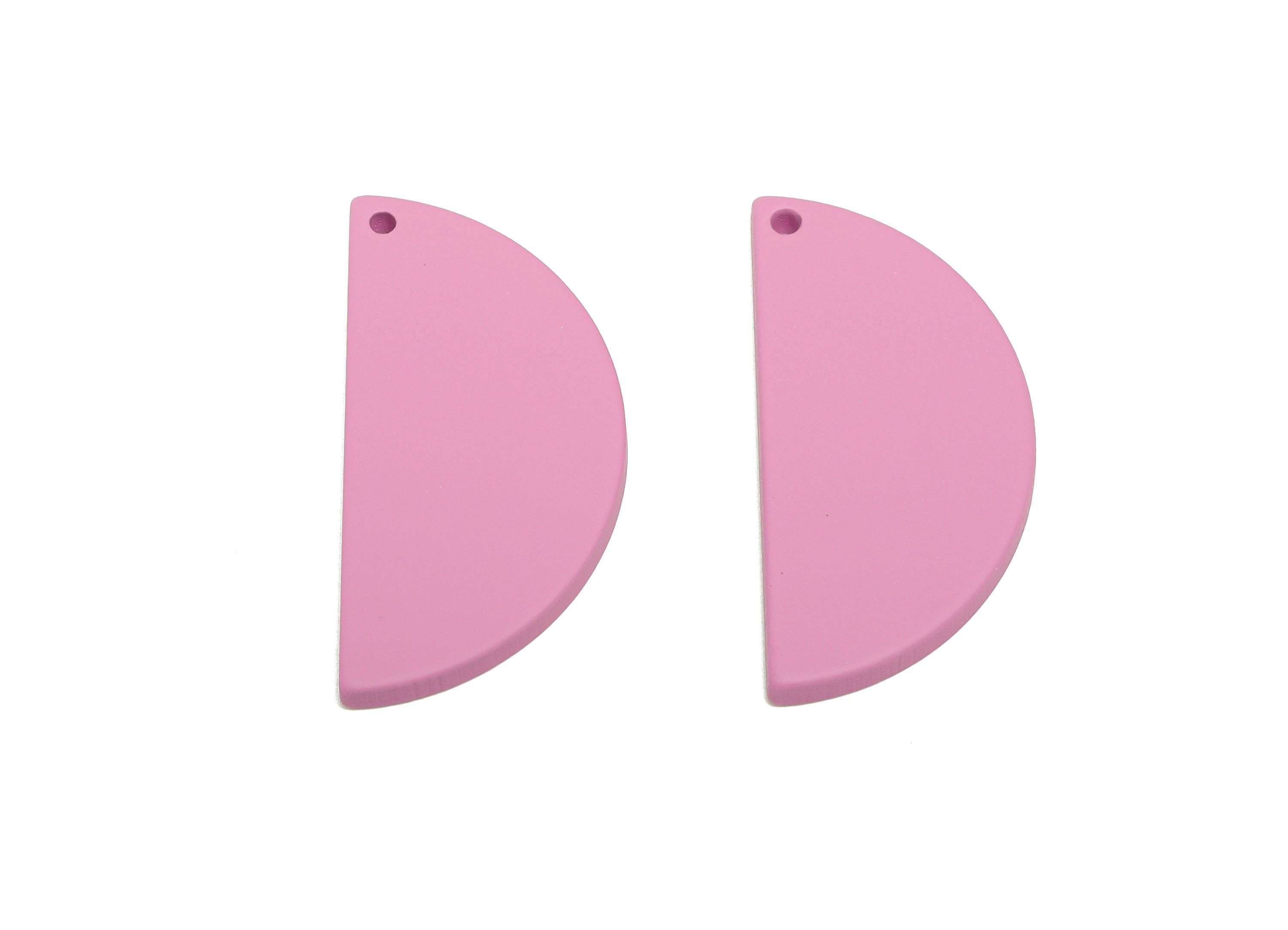 Acrylic Half Circle Pendant - Purple Matte Geometric Charm - Lightweight DIY Craft Accessory - Color Code: A1060 - 38x18x2mm - AC3671-A1060 - DOMEDBAZAAR