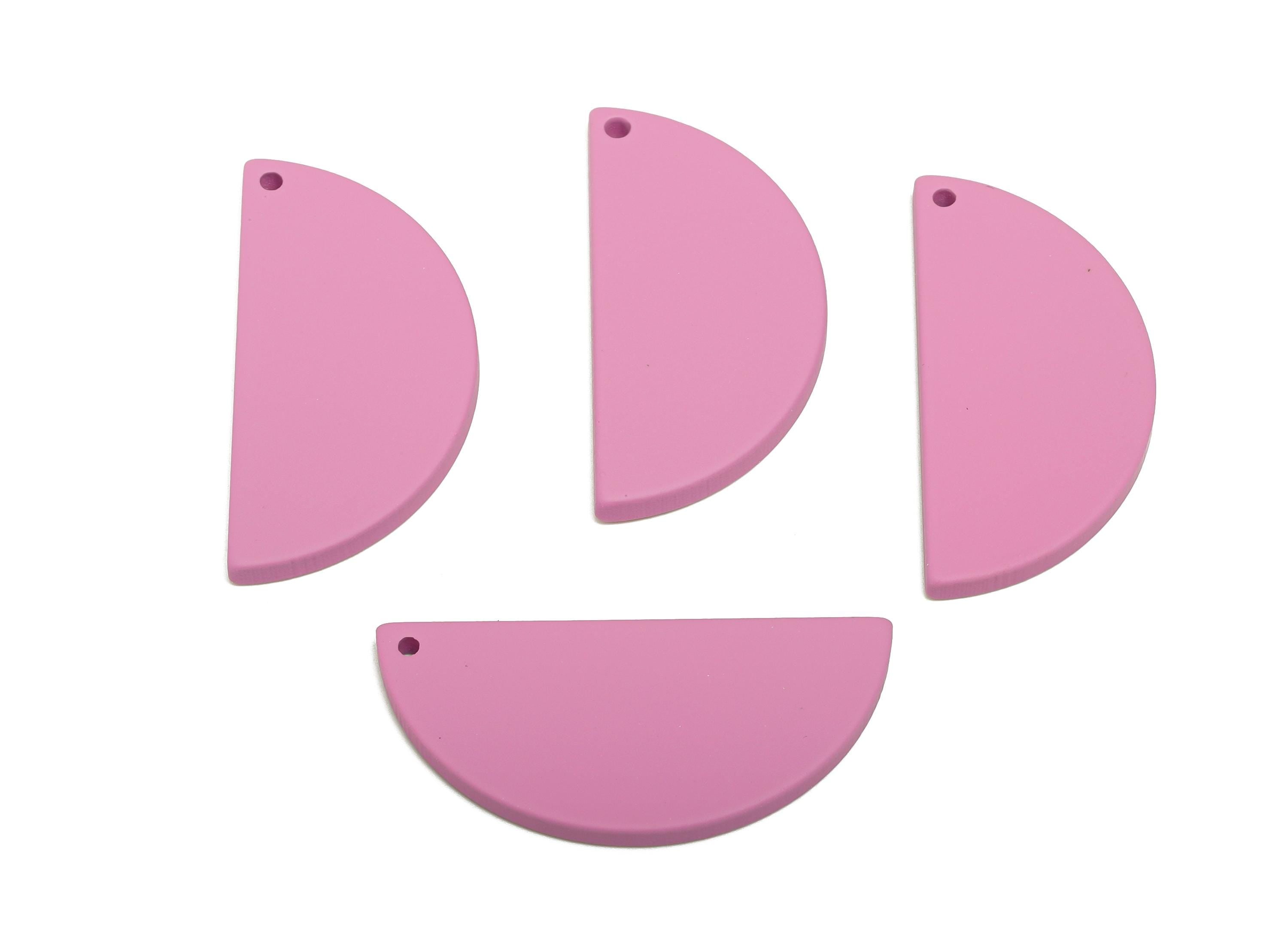 Acrylic Half Circle Pendant - Purple Matte Geometric Charm - Lightweight DIY Craft Accessory - Color Code: A1060 - 38x18x2mm - AC3671-A1060 - DOMEDBAZAAR