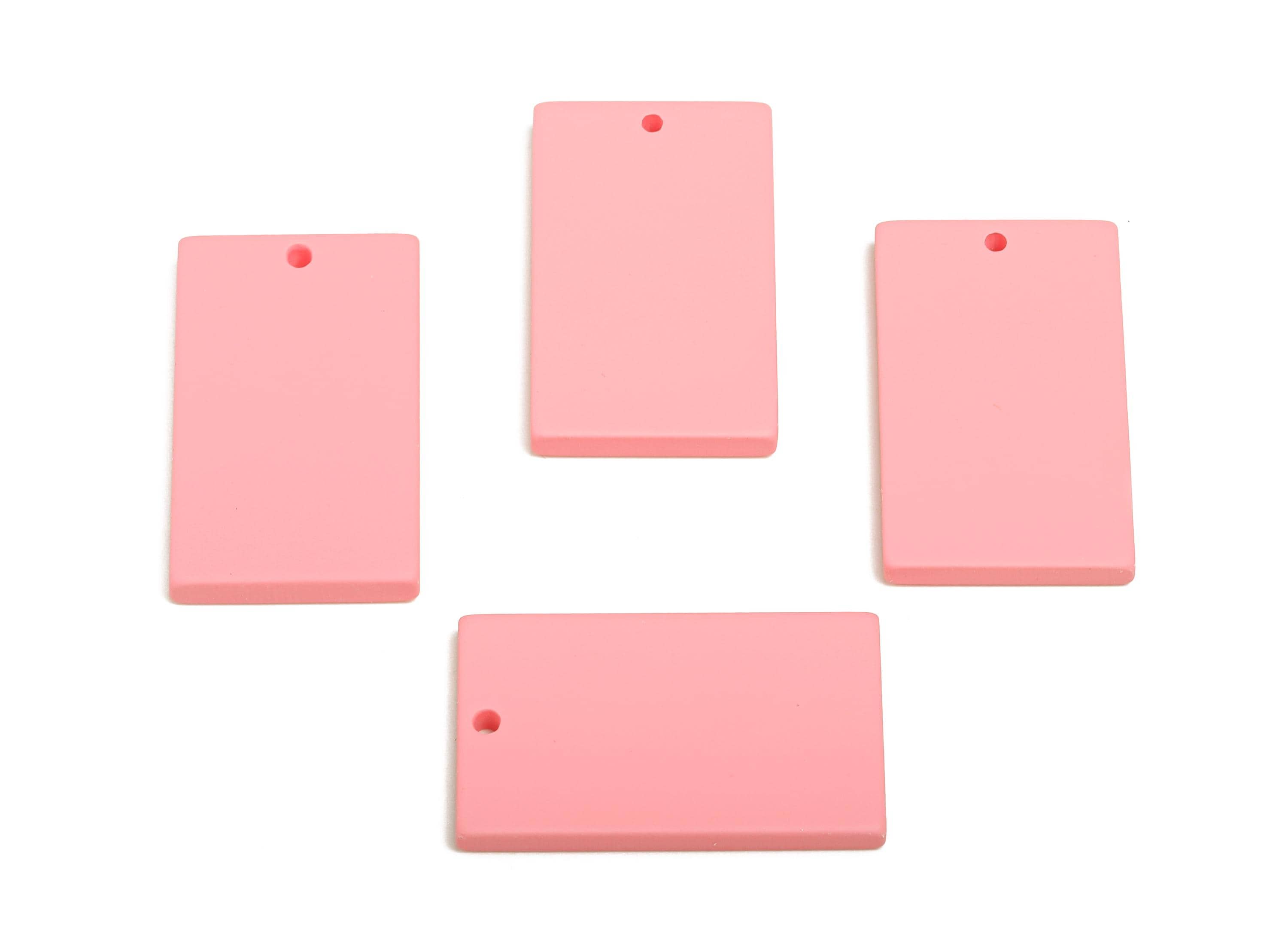 Acrylic Rectangle Earring Charm - Matte Pink Rectangle Geometric Pendant - Jewelry Making - Color Code: A1065 - 29.7x15.8x3mm - AC3677-A1065 - DOMEDBAZAAR