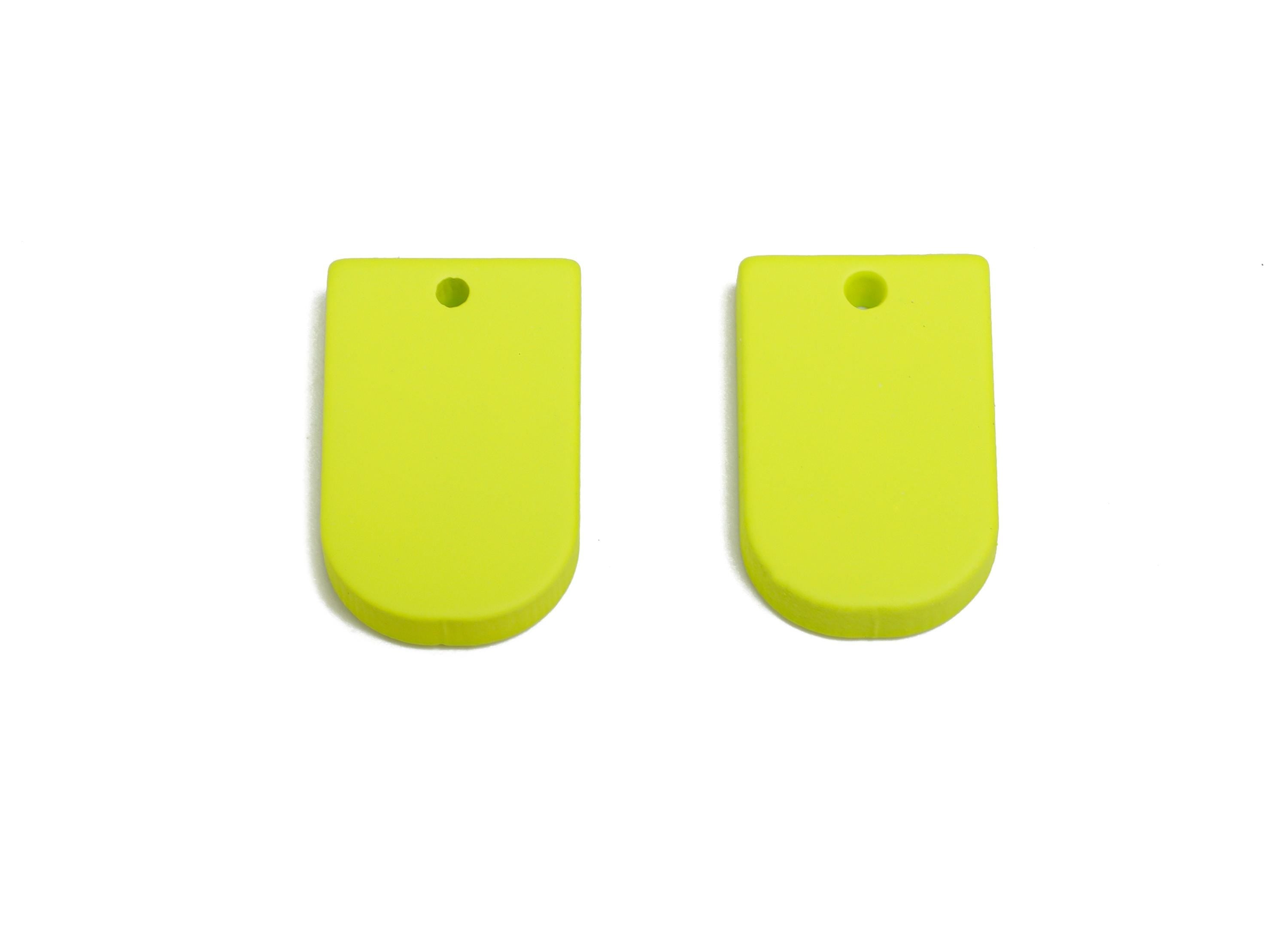 Acrylic Long D Shape Earring Charm - Matte Green Geometric Pendant - Jewelry Making - Color Code: A1058 - 19.92x12.1x3mm - AC3656-A1058 - DOMEDBAZAAR