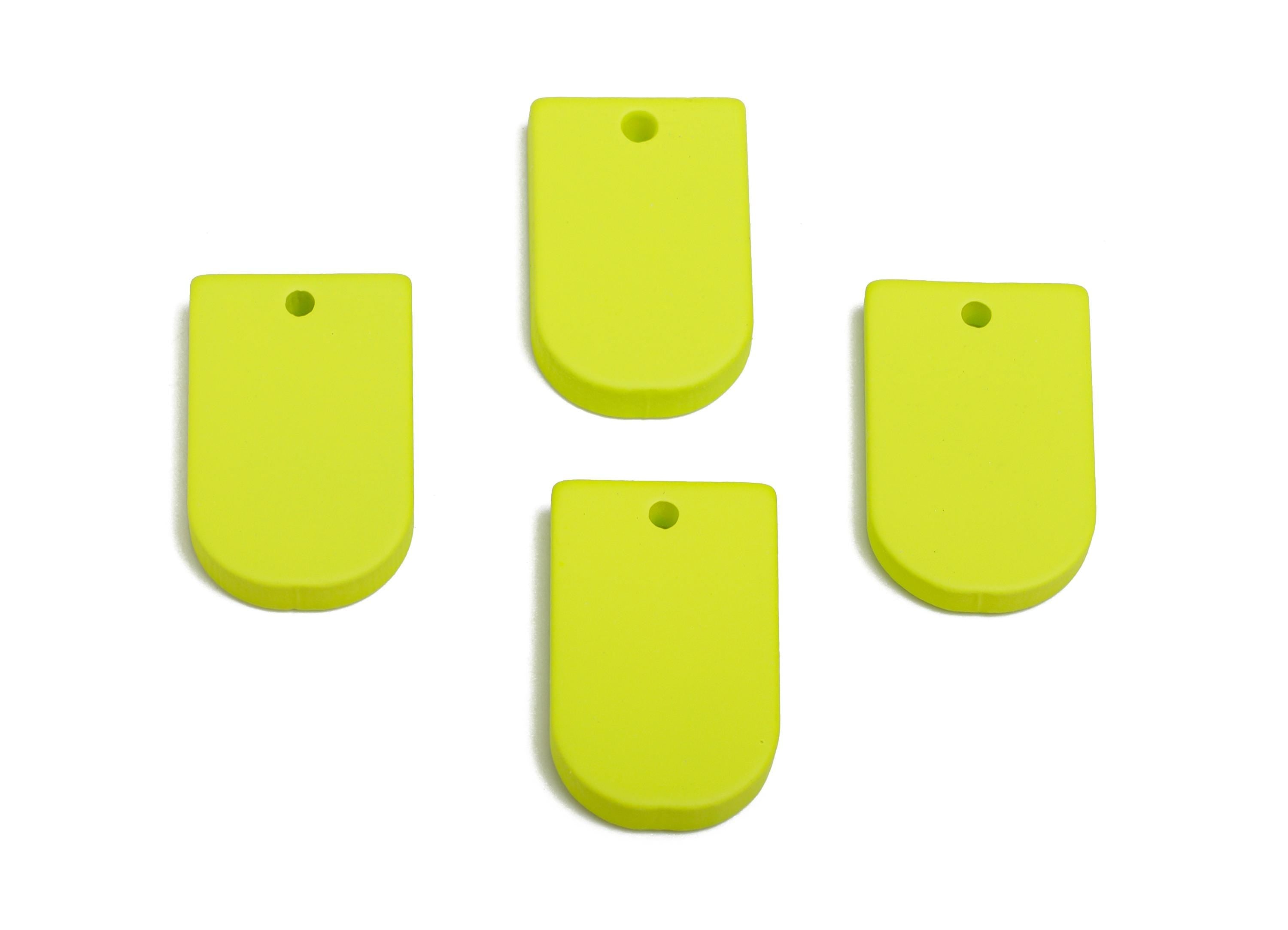 Acrylic Long D Shape Earring Charm - Matte Green Geometric Pendant - Jewelry Making - Color Code: A1058 - 19.92x12.1x3mm - AC3656-A1058 - DOMEDBAZAAR