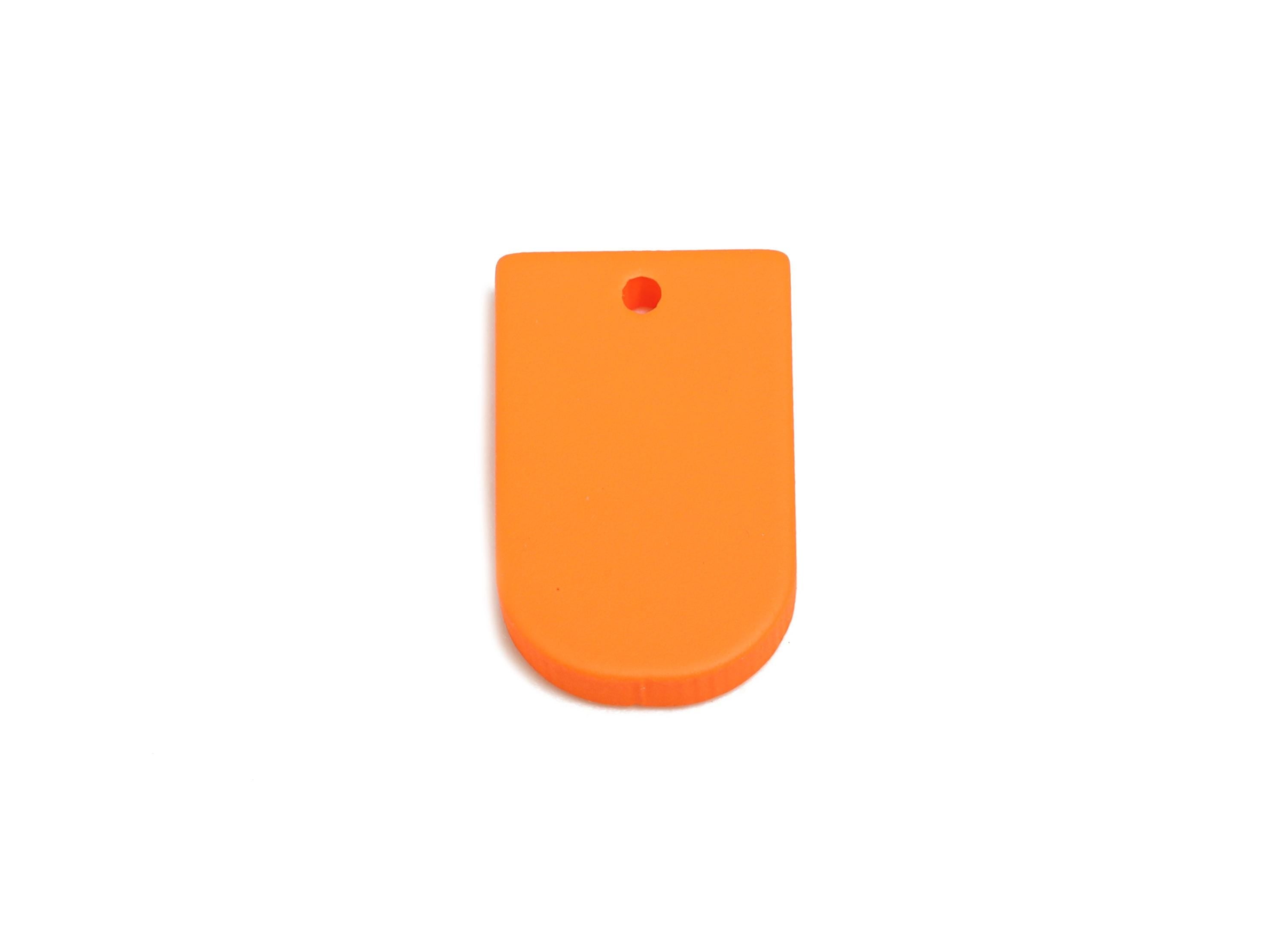 Acrylic Long D Shape Earring Charm - Matte Orange Geometric Pendant - Jewelry Making - Color Code: A1056 - 19.92x12.1x3mm - AC3656-A1056 - DOMEDBAZAAR