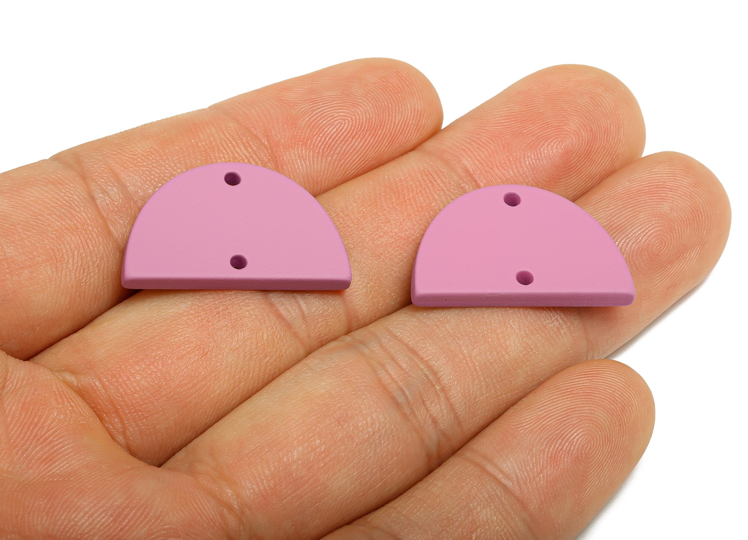 Acrylic Semicircle Earring Connector - Matte Purple Half Moon Charm - 2 Holes Geometric Jewelry - Color Code: A1060 - 25x15x2mm-AC3659-A1060 - DOMEDBAZAAR