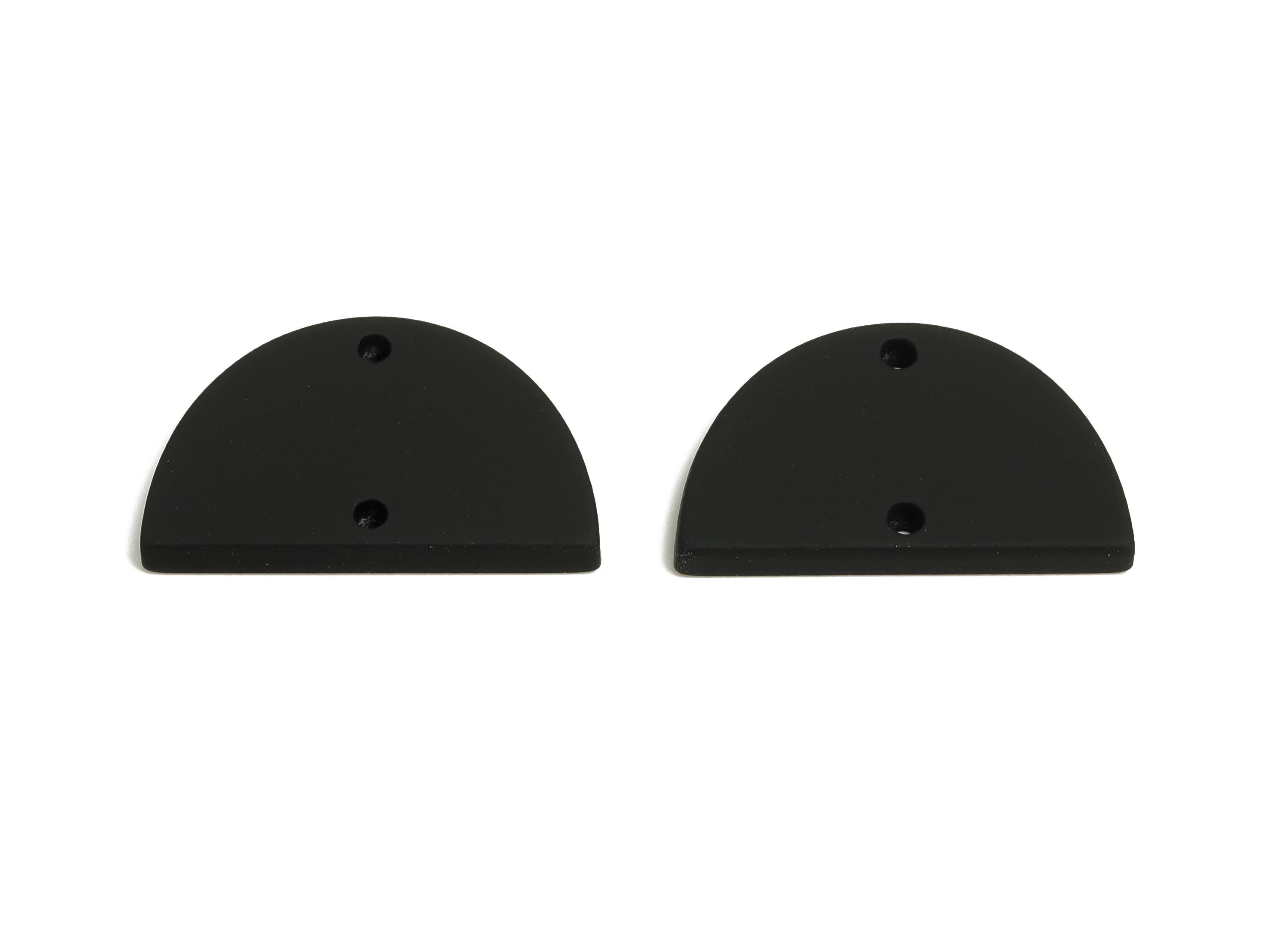 Acrylic Semicircle Earring Connector - Matte Black Half Moon Charm - 2 Holes Geometric Jewelry - Color Code: A1052 - 25x15x2mm- AC3659-A1052 - DOMEDBAZAAR