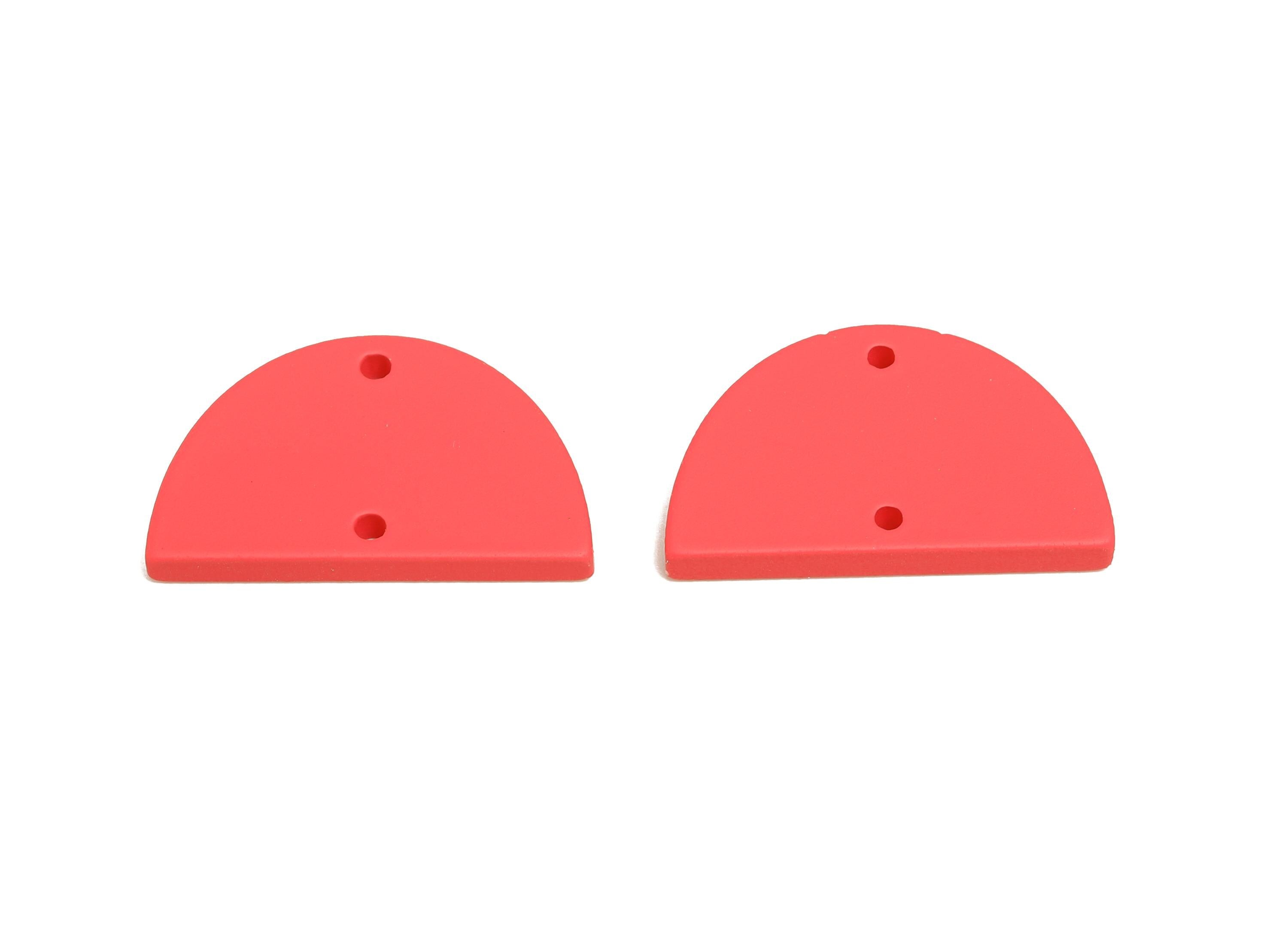 Acrylic Semicircle Earring Connector - Matte Red Half Moon Charm - 2 Holes Geometric Jewelry - Color Code: A1055 - 25x15x2mm-AC3659-A1055 - DOMEDBAZAAR
